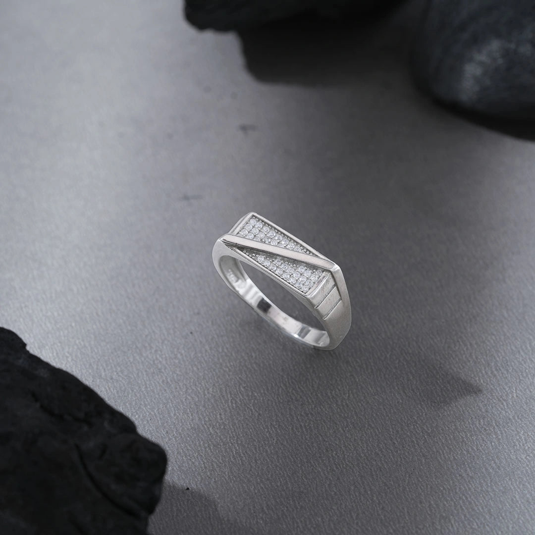 CZ Geometric Ring in 925 Silver Ishna