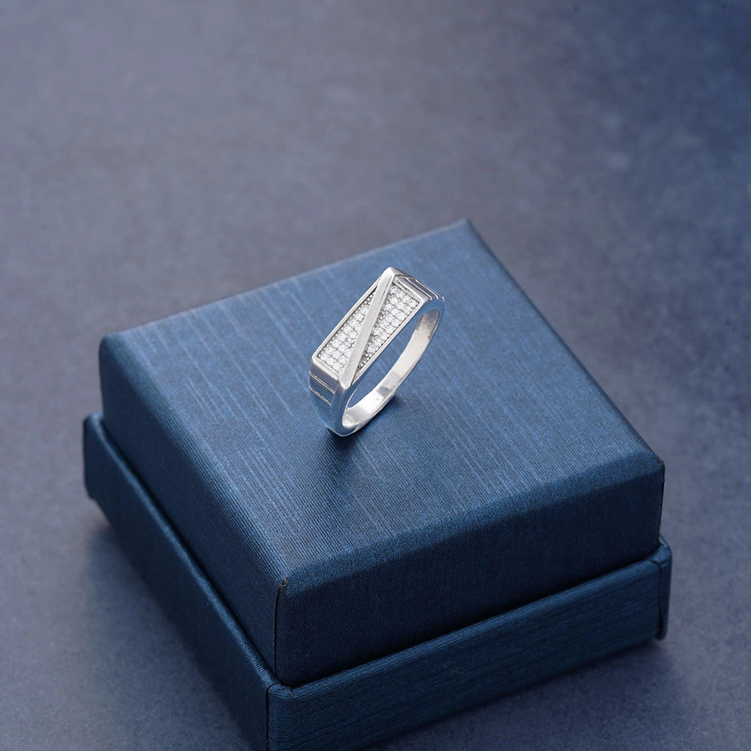 CZ Geometric Ring in Silver Ishna