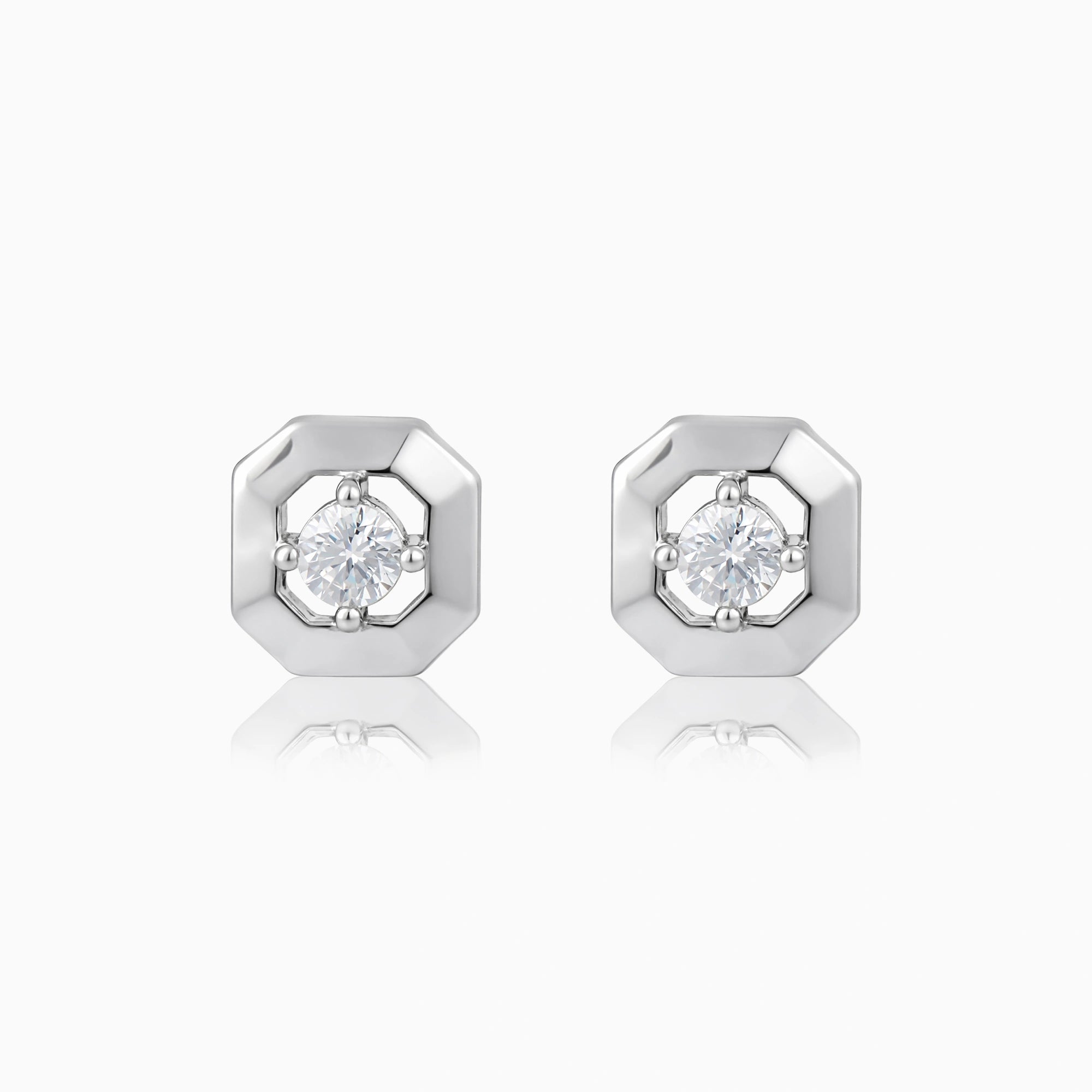 CZ Geometric Stud Earrings Ishna