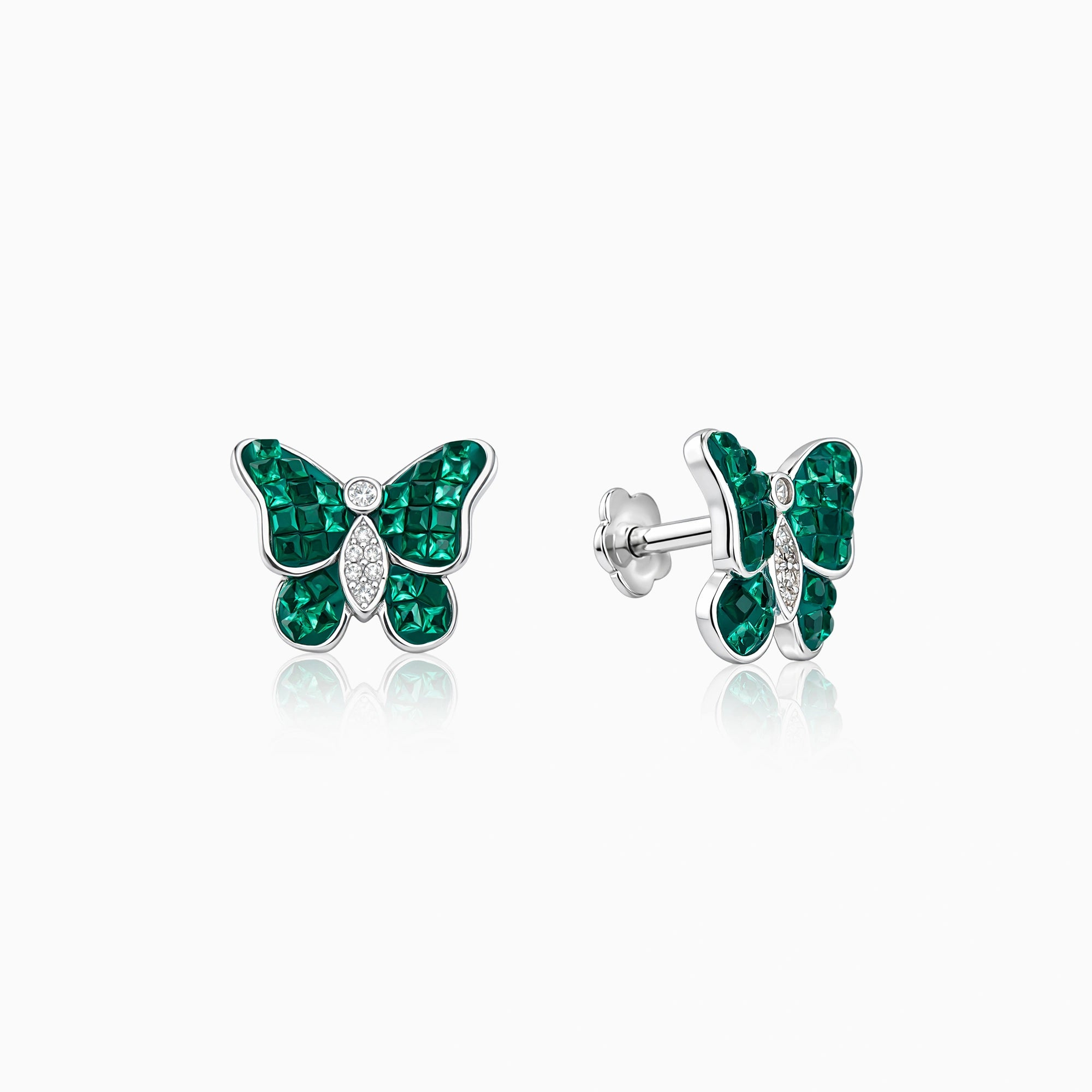 CZ Green Butterfly Earrings Ishna