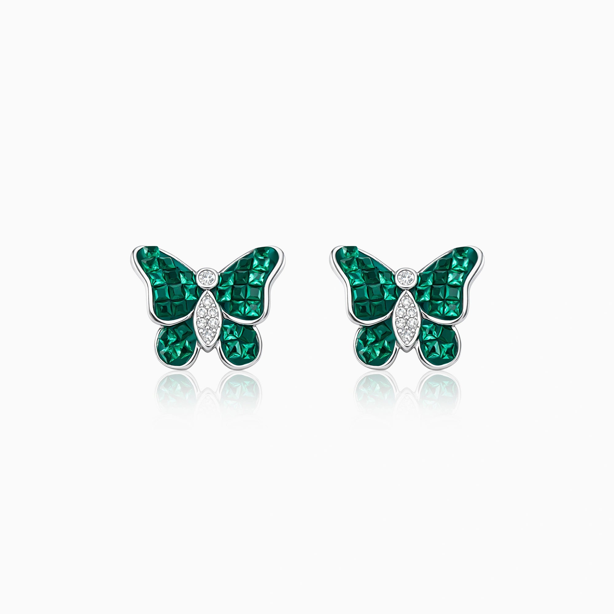 CZ Green Butterfly Stud Earrings Ishna
