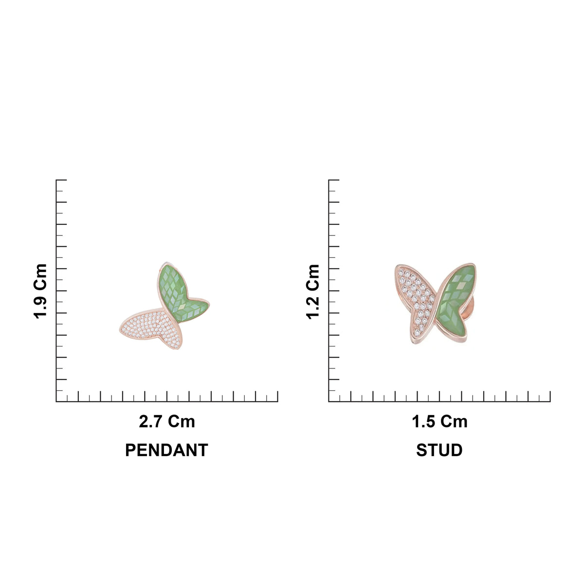 CZ Green Butterfly sterling silver Pendant Chain Set 