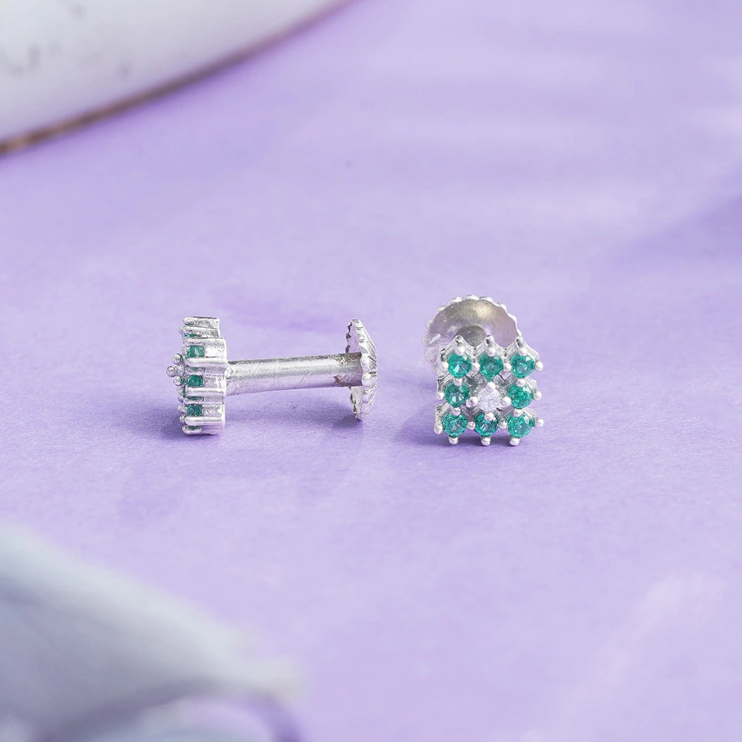 CZ Green Cluster Stud Earrings Ishna