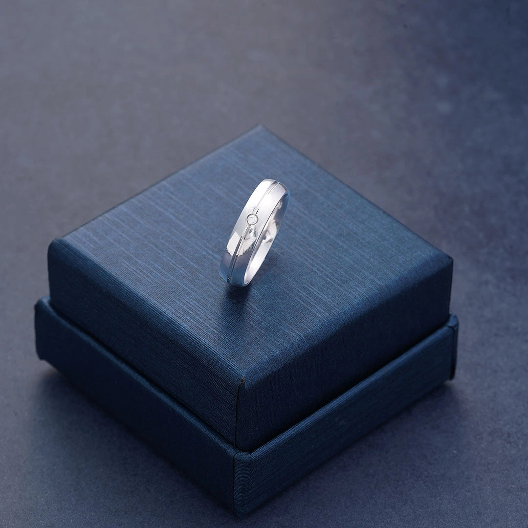 CZ Groove Band Ring in 925 Sterling Silver Ishna