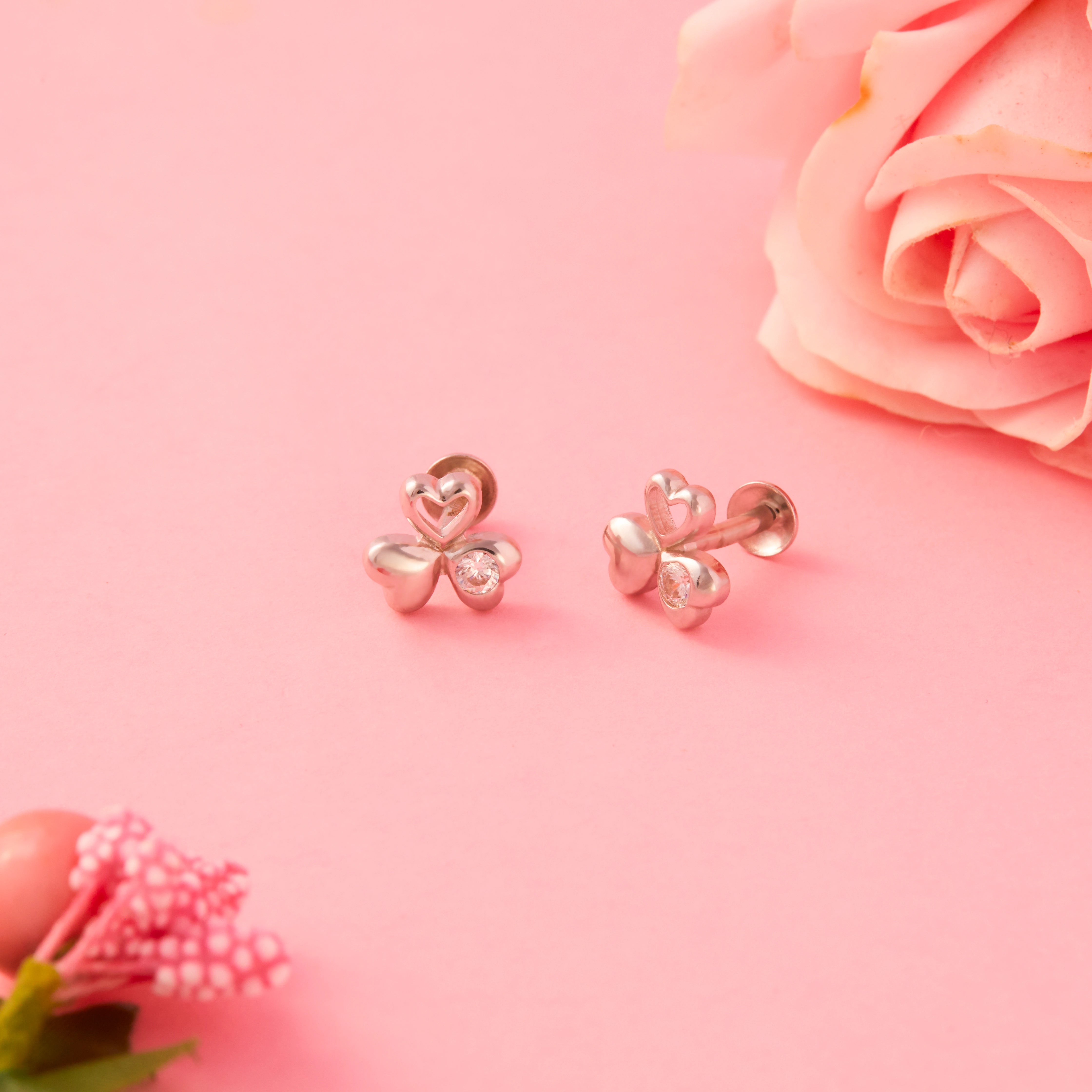 CZ Heart Cluster Stud Earrings Ishna