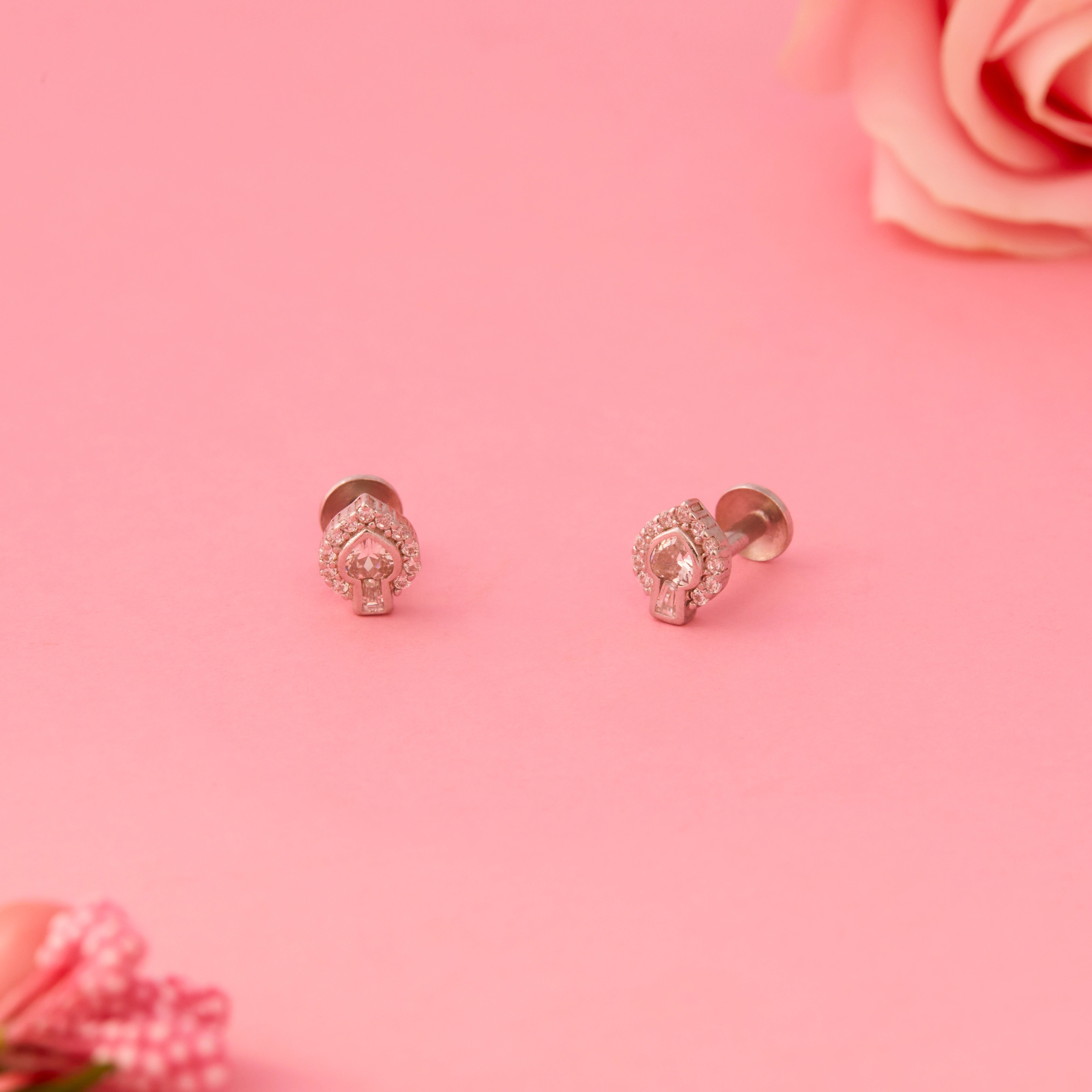 CZ Heart Earrings Ishna