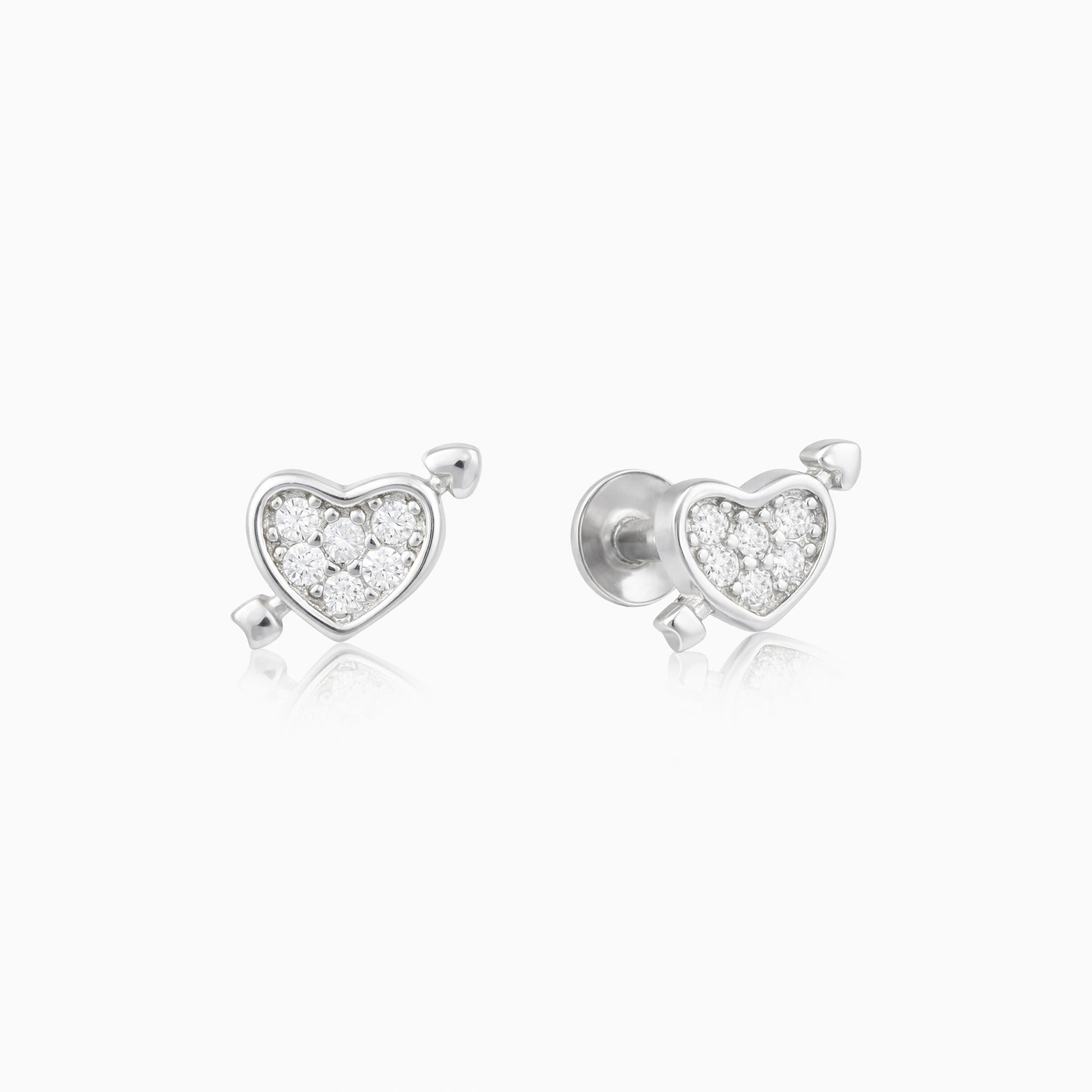 CZ Heart Earrings in Sterling Silver