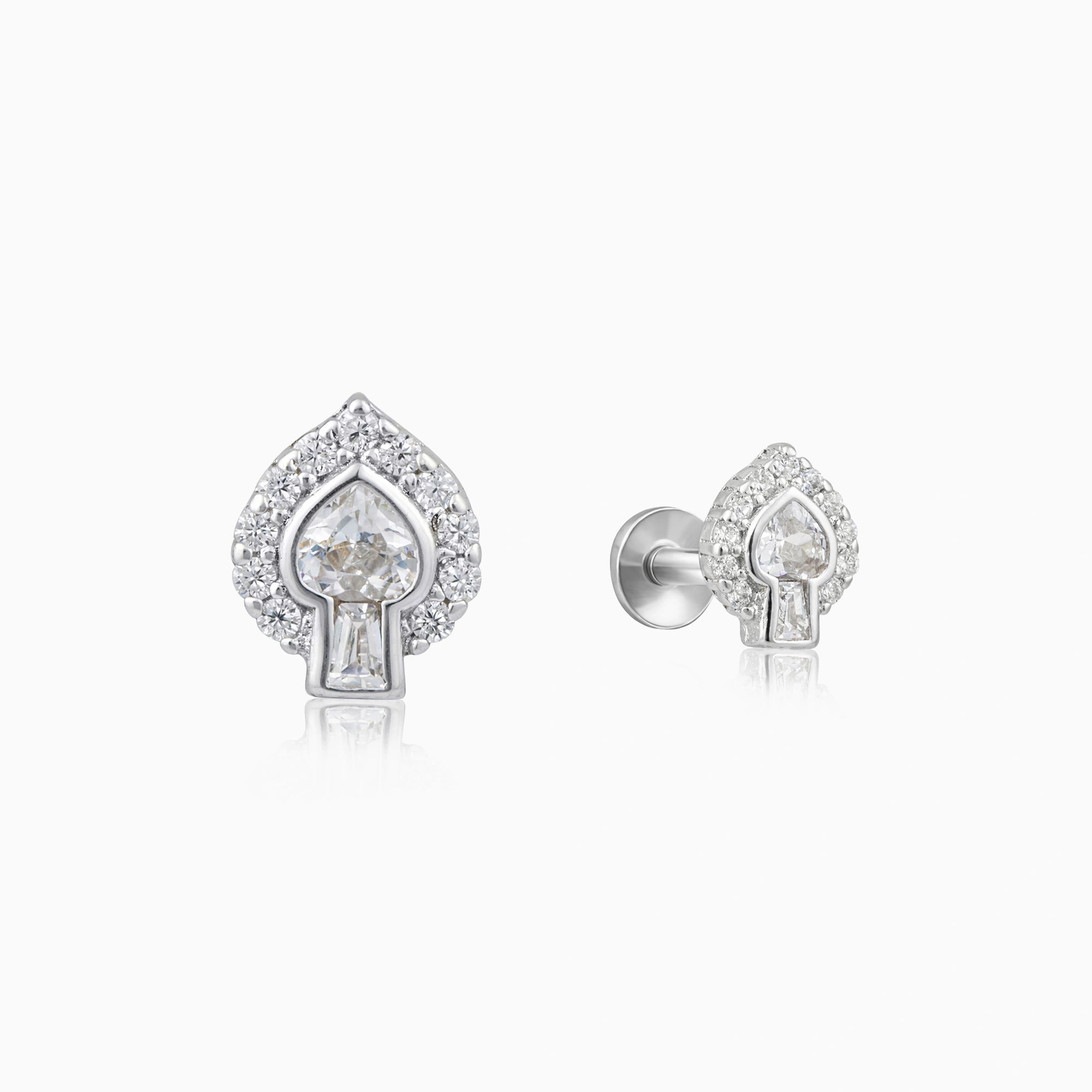 CZ Heart Motif Earrings Ishna