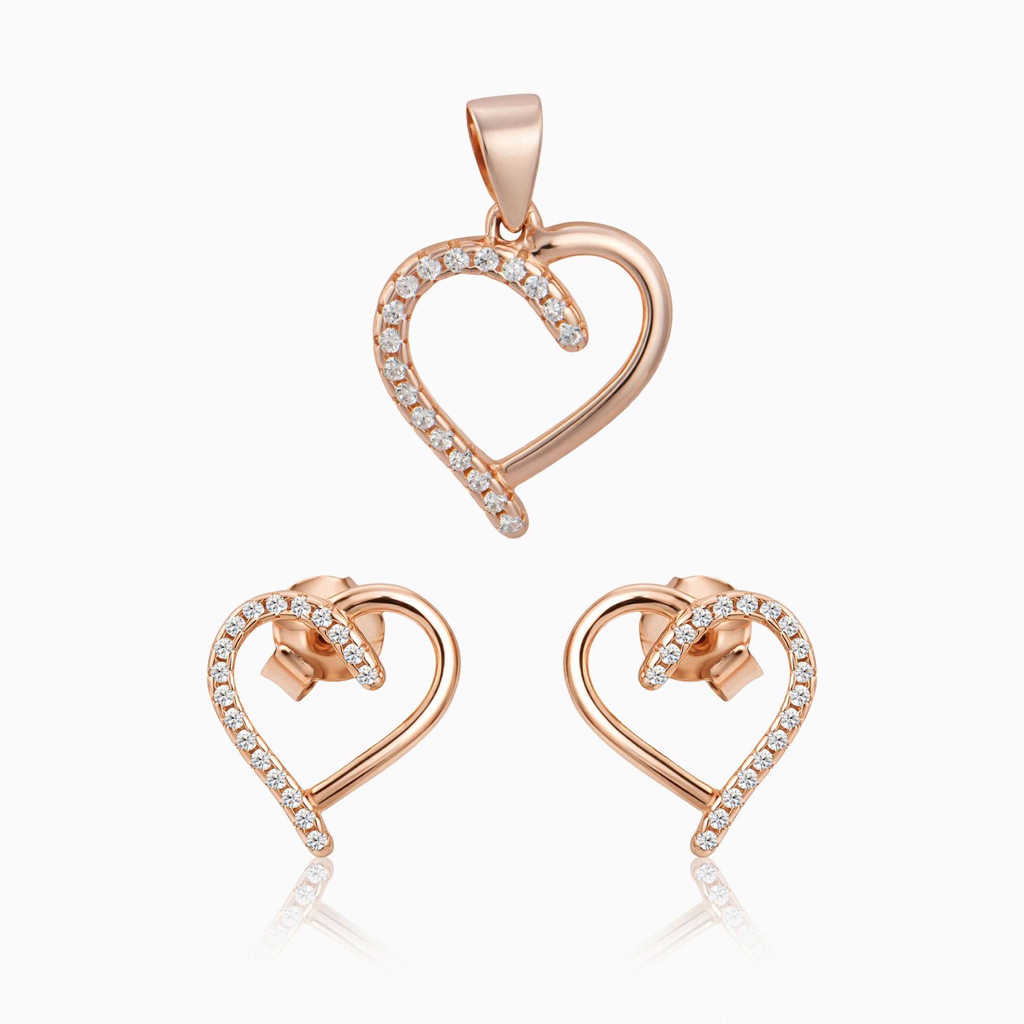 CZ Heart Pendant & Earrings Ishna