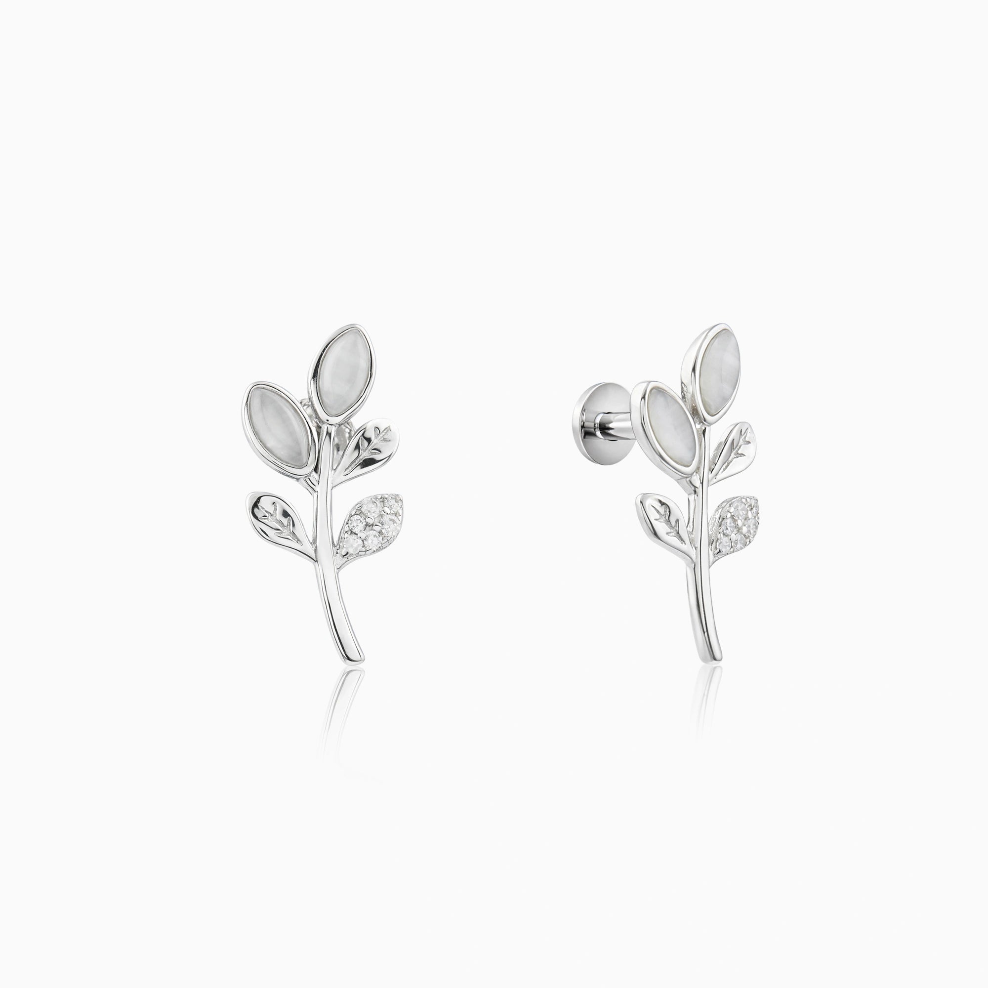 CZ Leaf Motif Stud Earrings Ishna