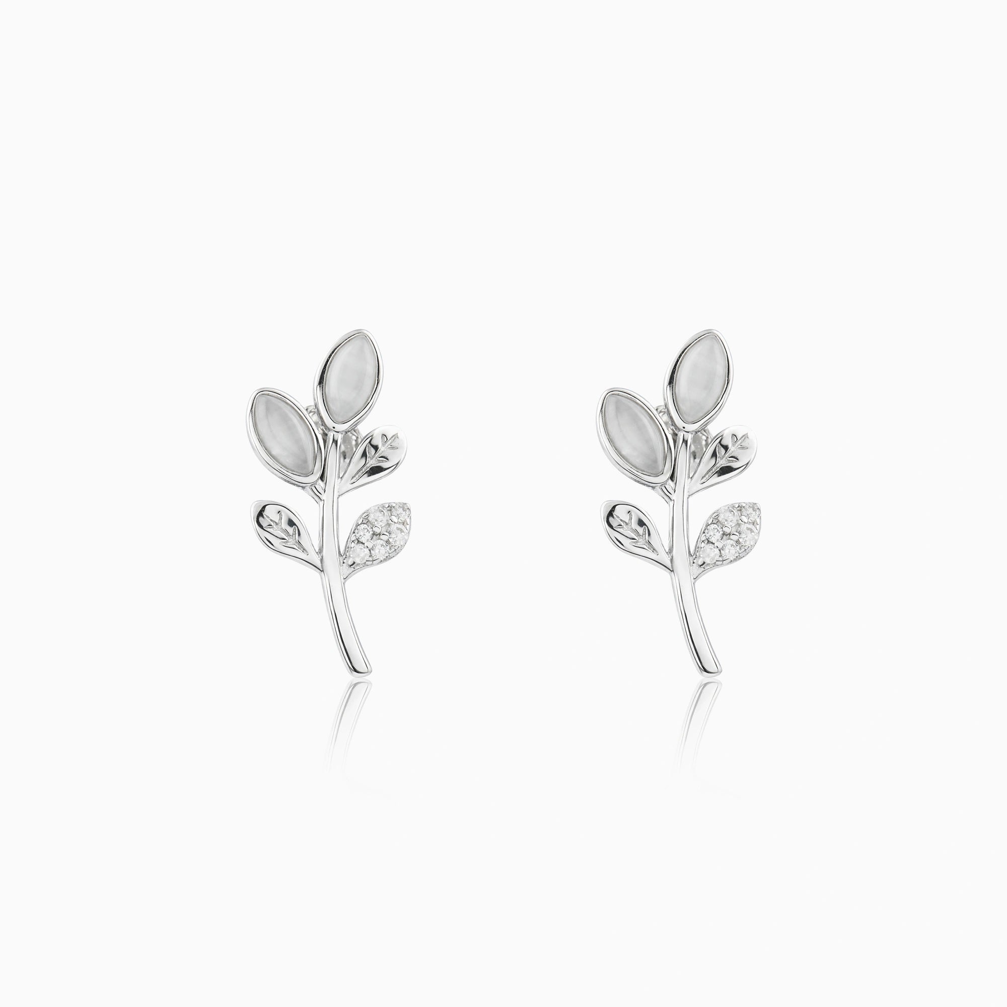 CZ Leaf Stud Earrings Ishna