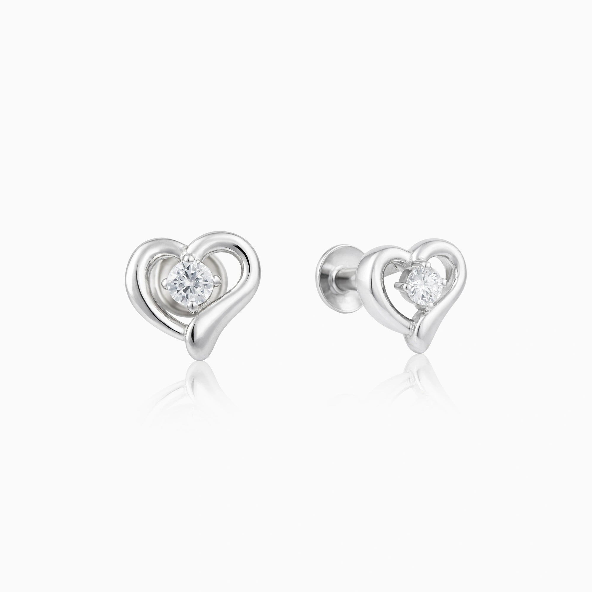 CZ Open Heart Motif Stud Earrings Ishna