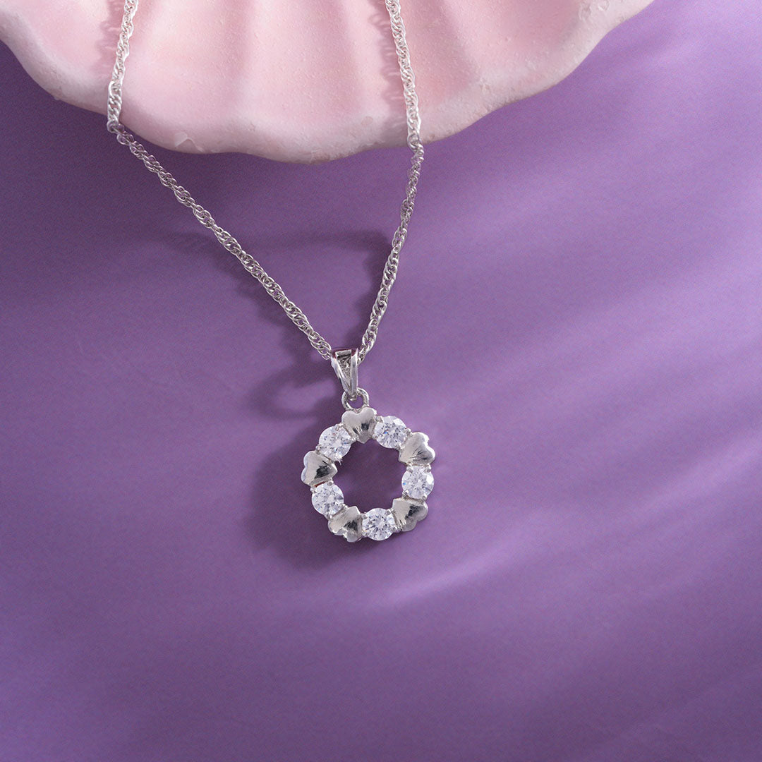 CZ Open Heart Pendant Chain Ishna
