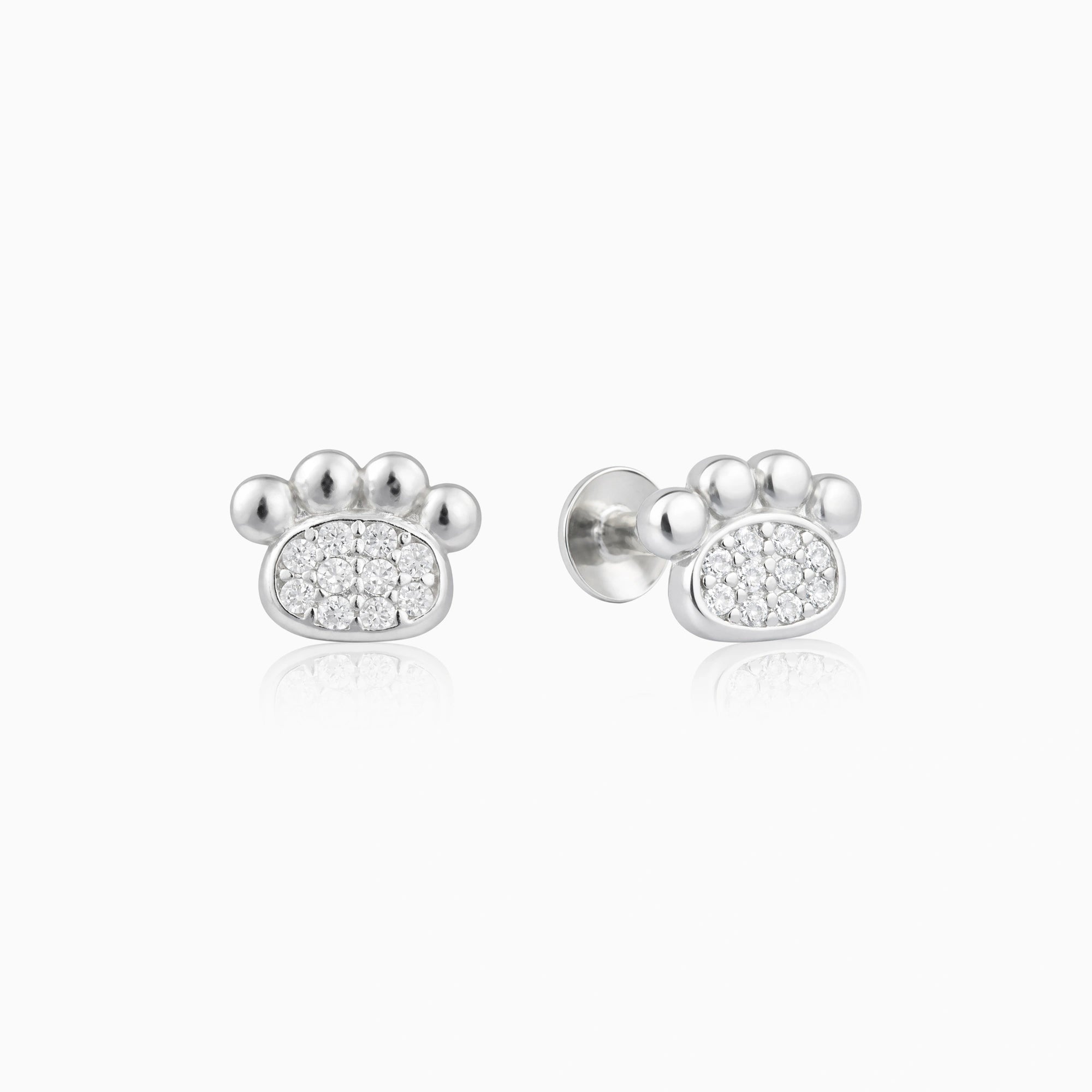 CZ Paw Print Stud Earrings Ishna