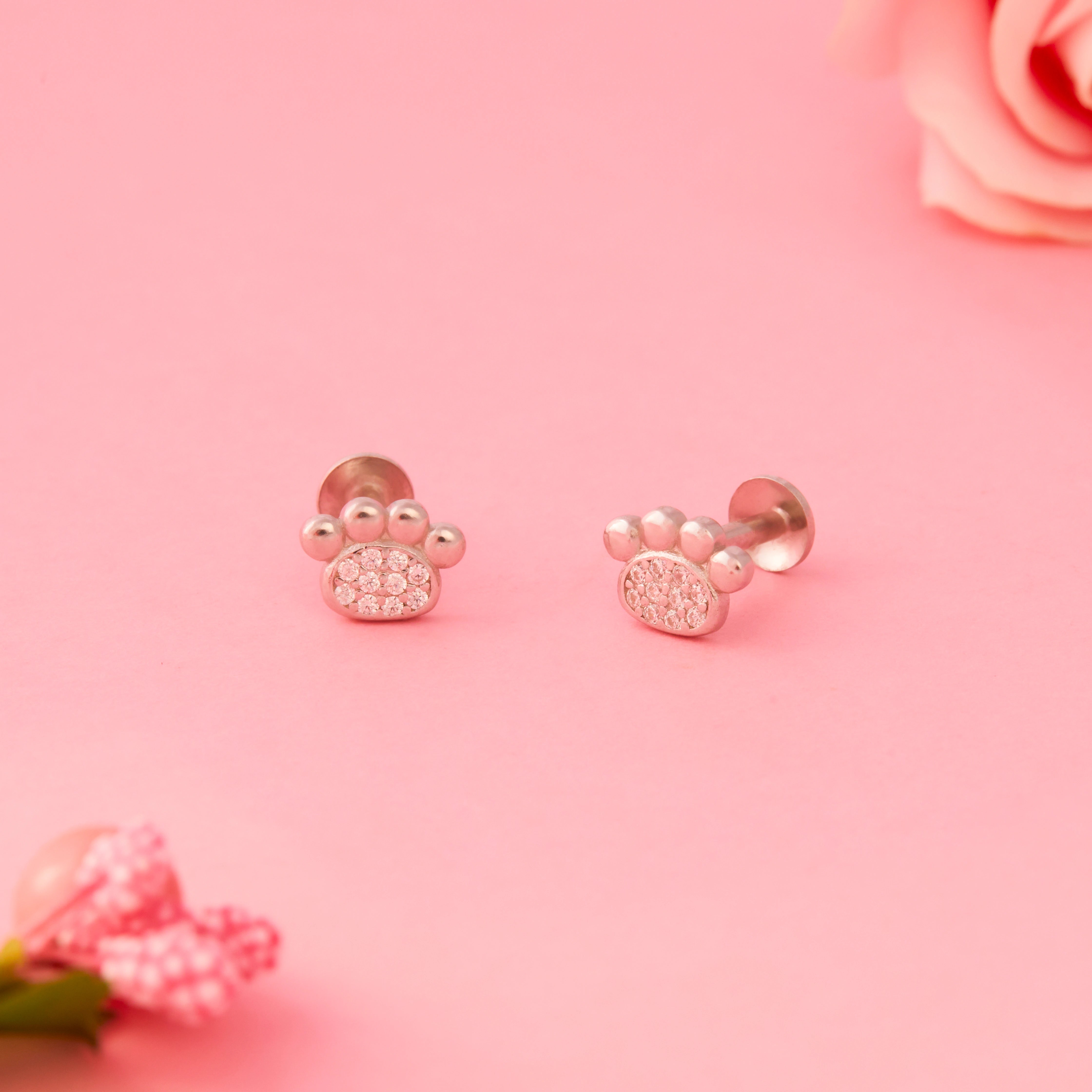CZ Paw Print Stud Ishna