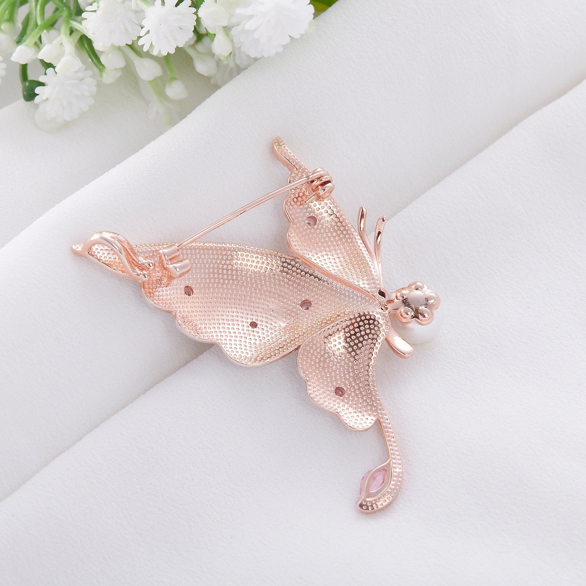 CZ Pearl Butterfly Brooch Ishna