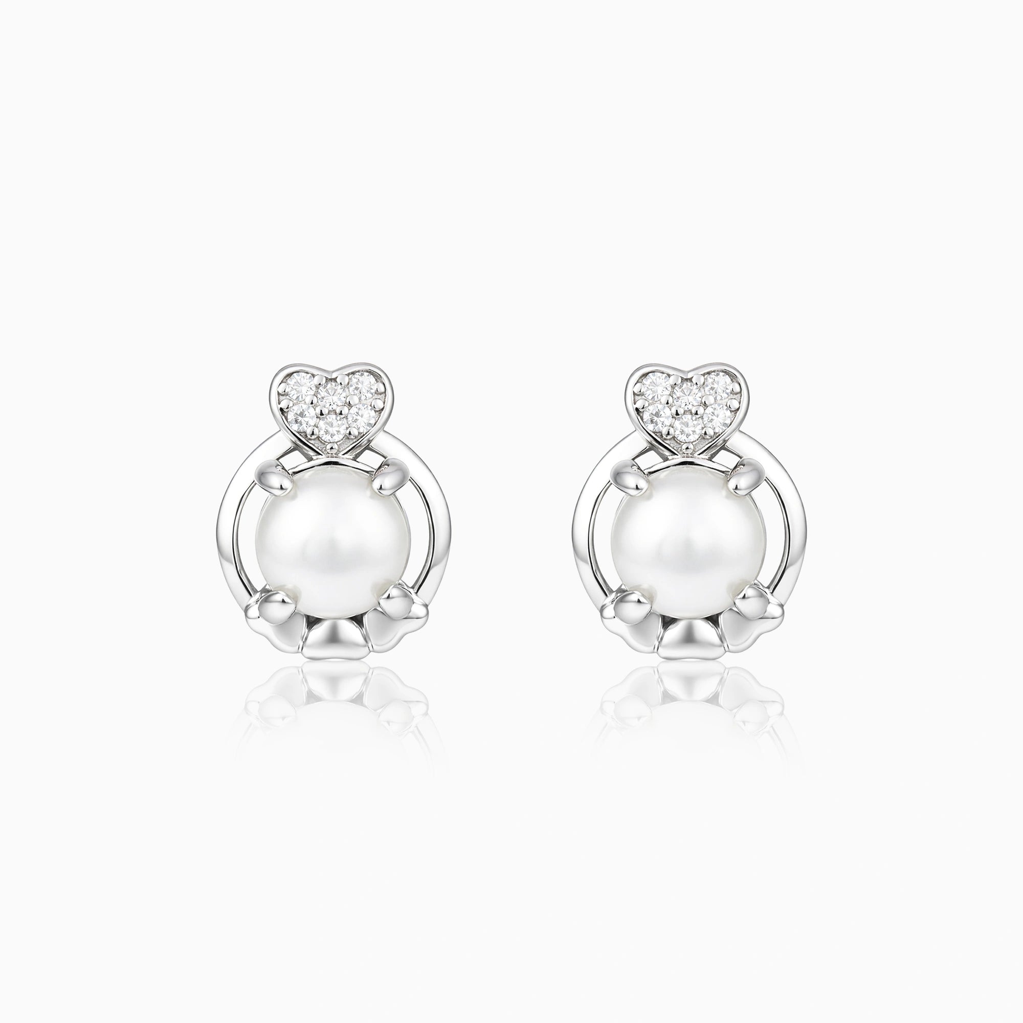 CZ Pearl Halo Earrings Ishna