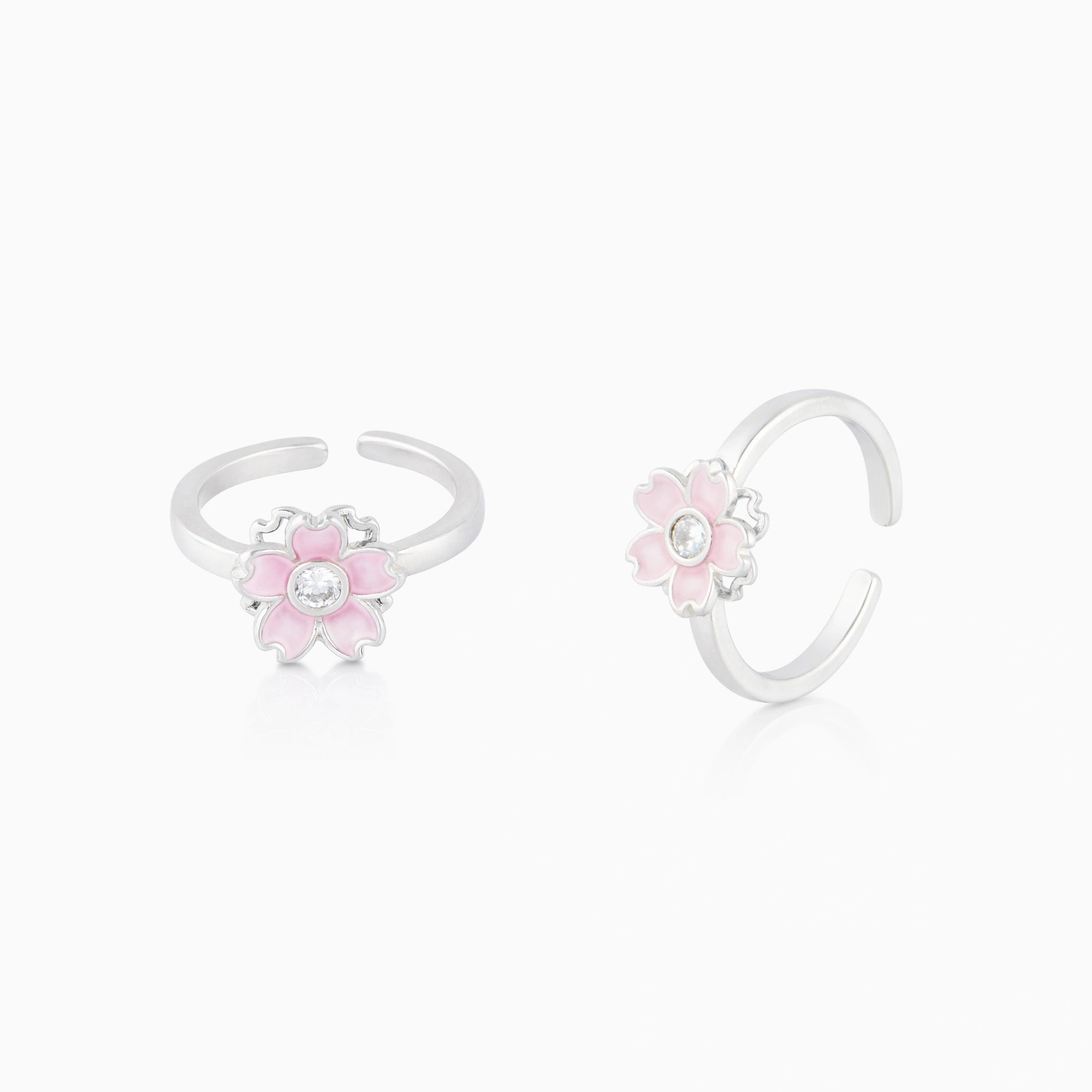 CZ Pink Flower Motif Toe Ring