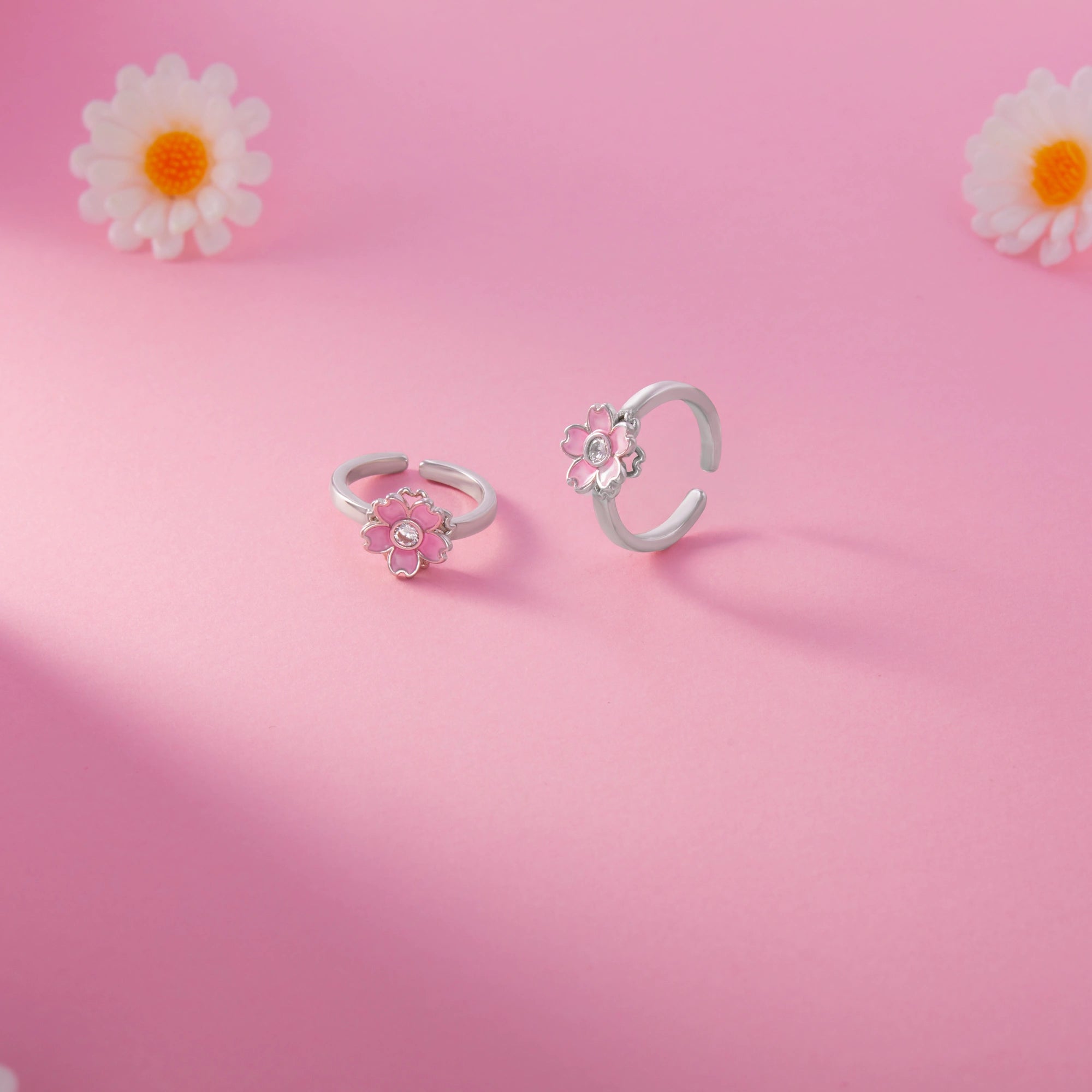 CZ Pink Flower Toe Ring