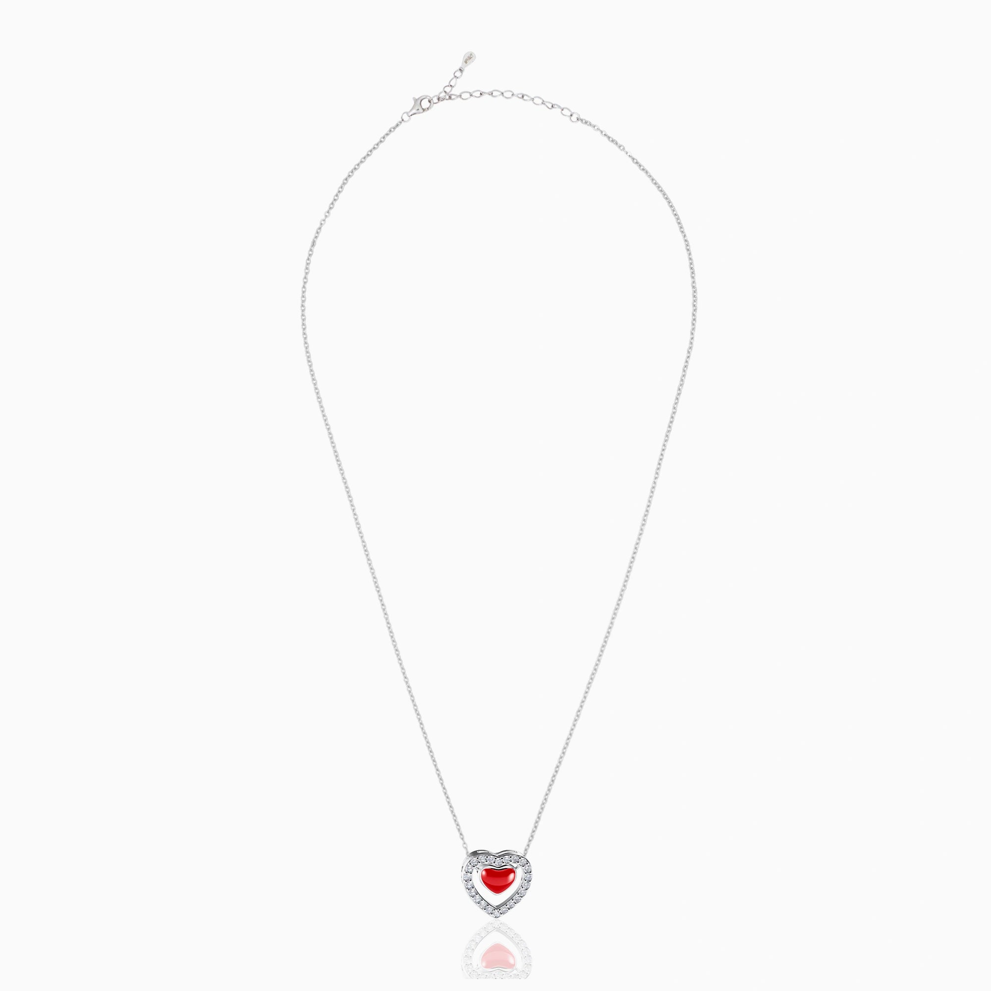 CZ Red Heart Halo Chain Ishna