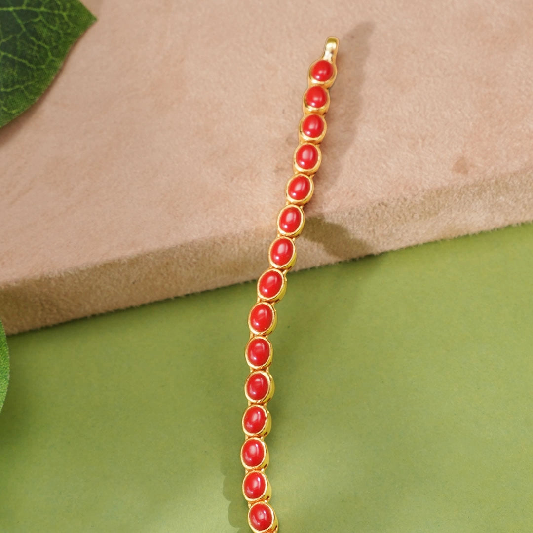 CZ Red Stone Necklace Ishna