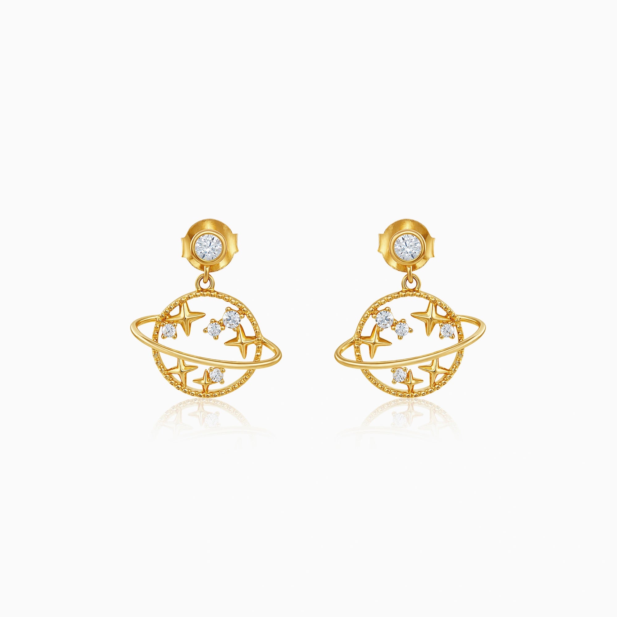 CZ Saturn Drop Earrings Ishna