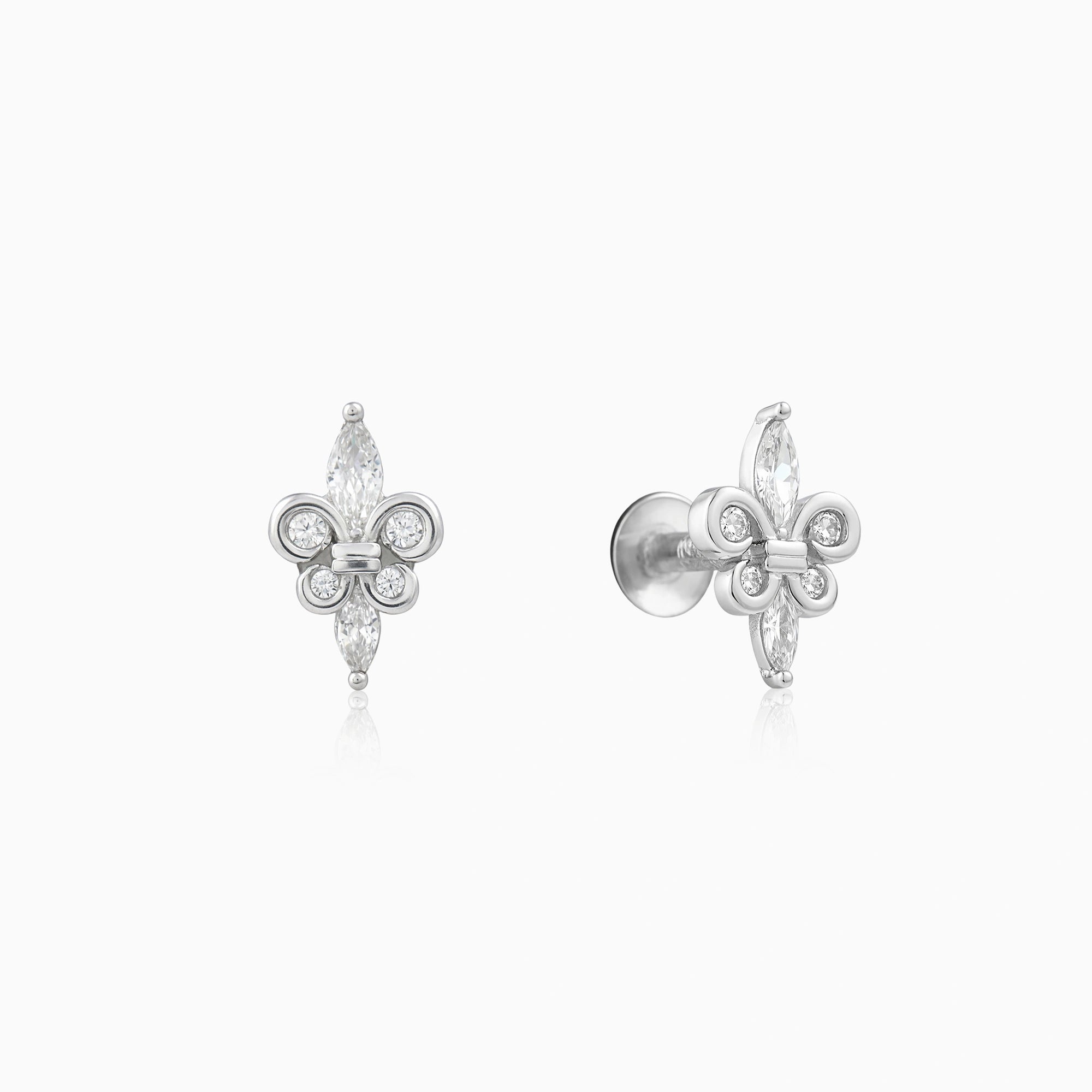 CZ Silver Clover Earrings Ishna 