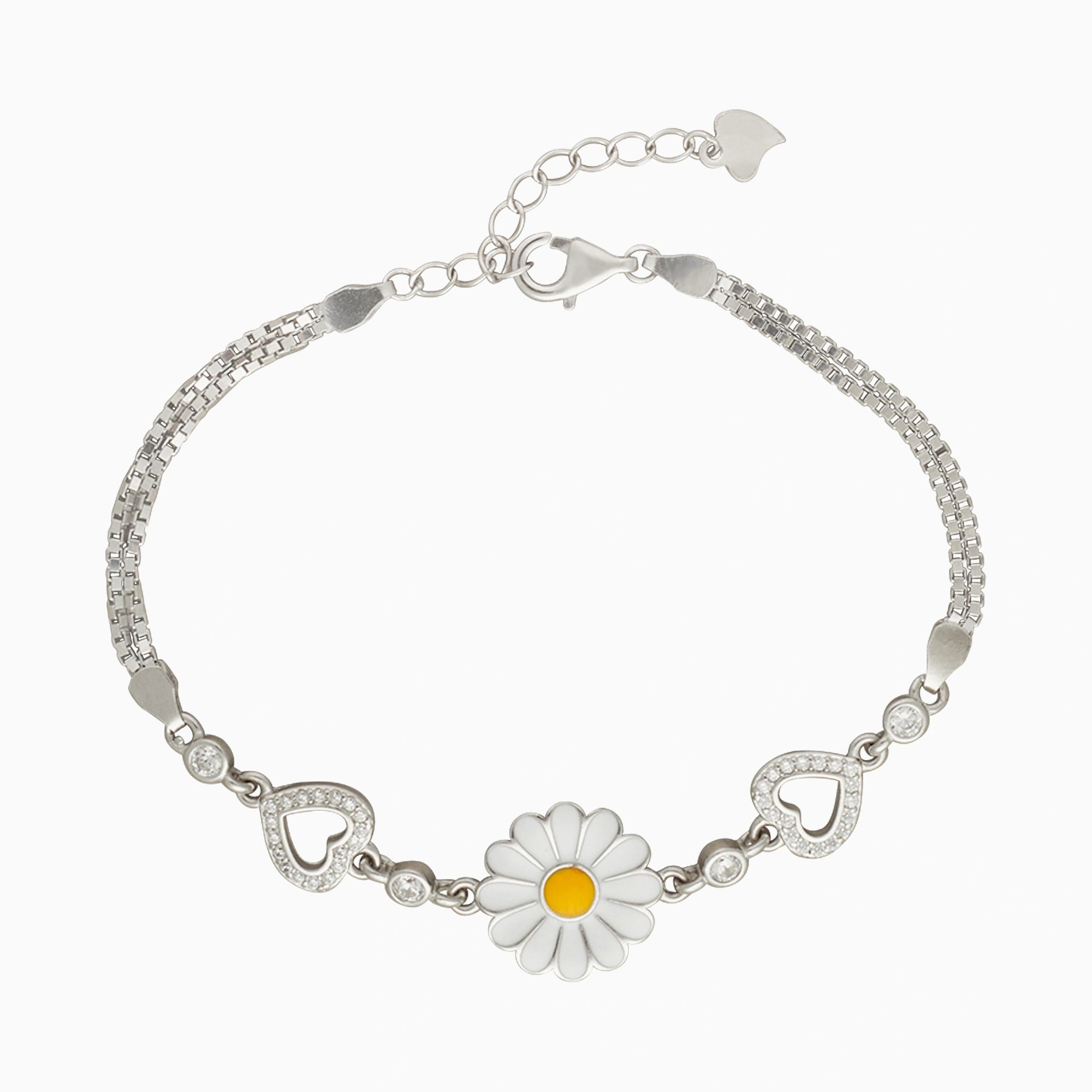 CZ Silver Daisy Flower Bracelet Ishna