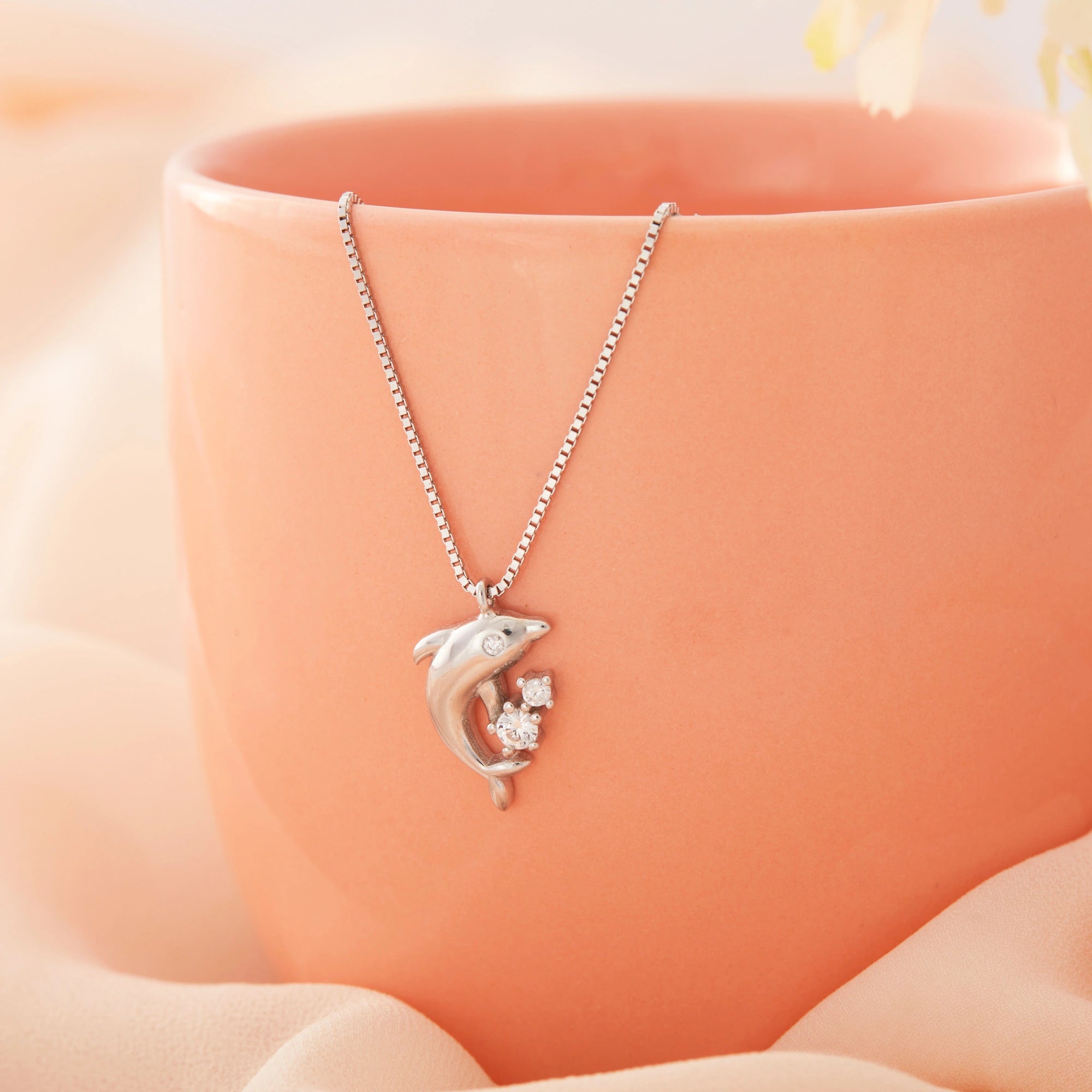 CZ Silver Dolphin Chain Ishna