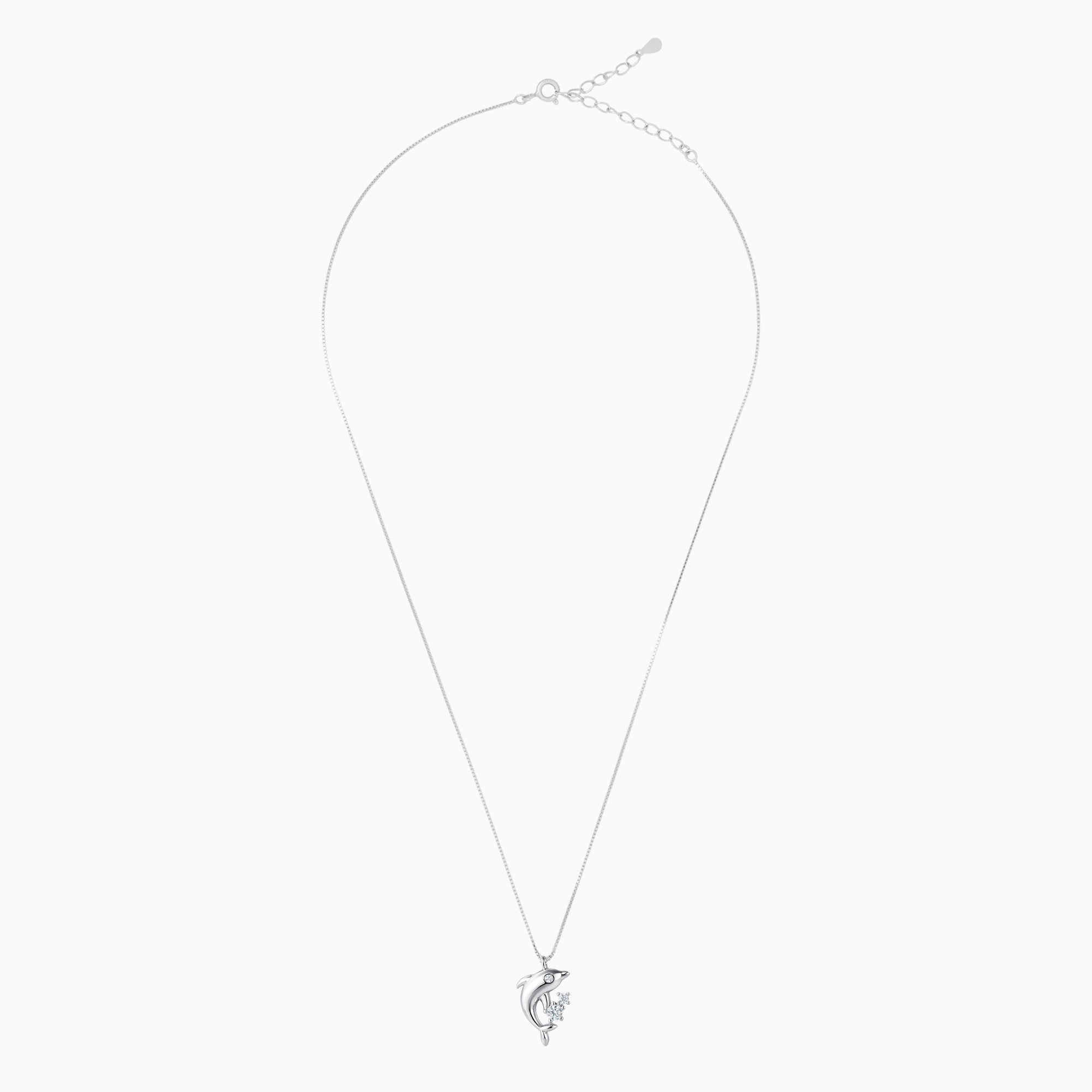 CZ Silver Dolphin Pendant Chain Ishna