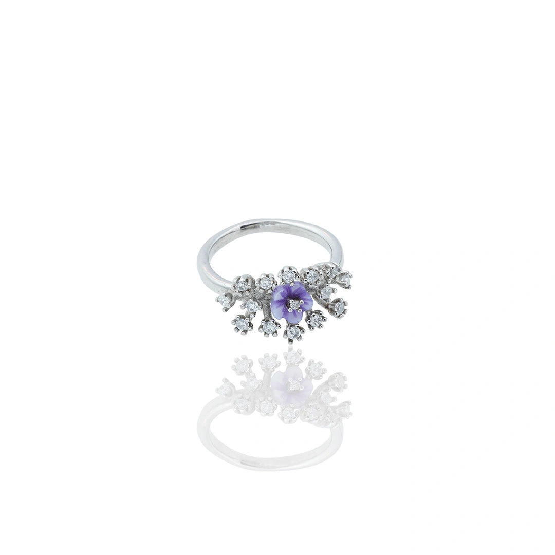 CZ Silver Floral Cluster Ring Ishna