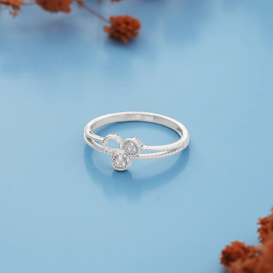 CZ Silver Flower Band Ring