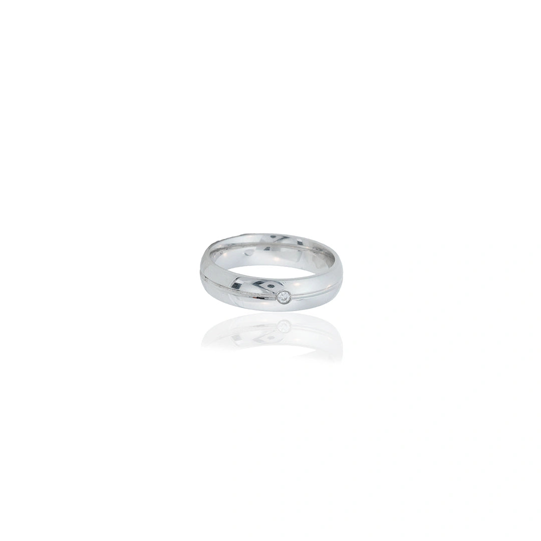 CZ Silver Groove Band Ring Ishna