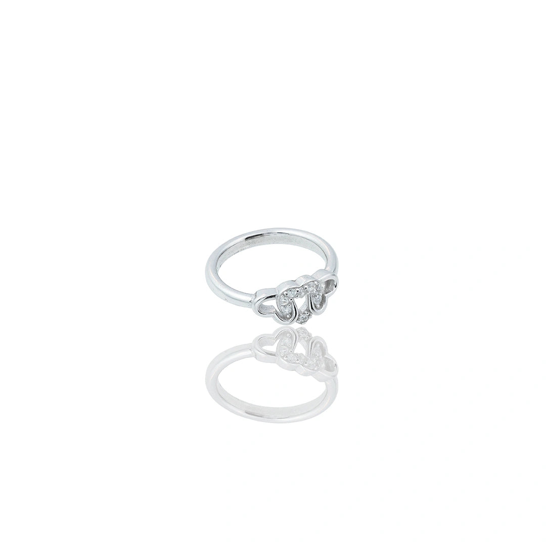 CZ Silver Heart Ring Ishna