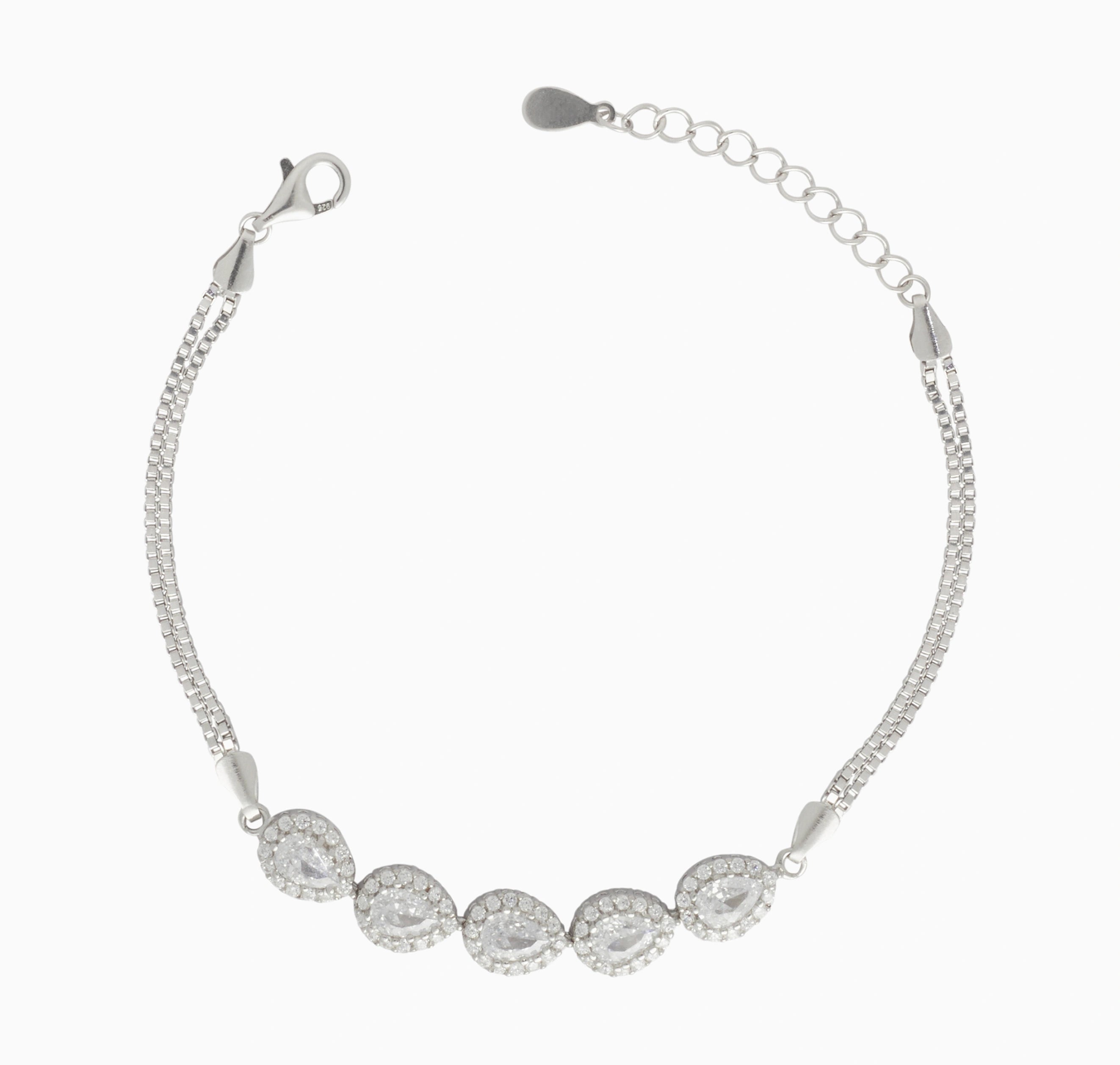 CZ Silver Teardrop Bracelet Ishna