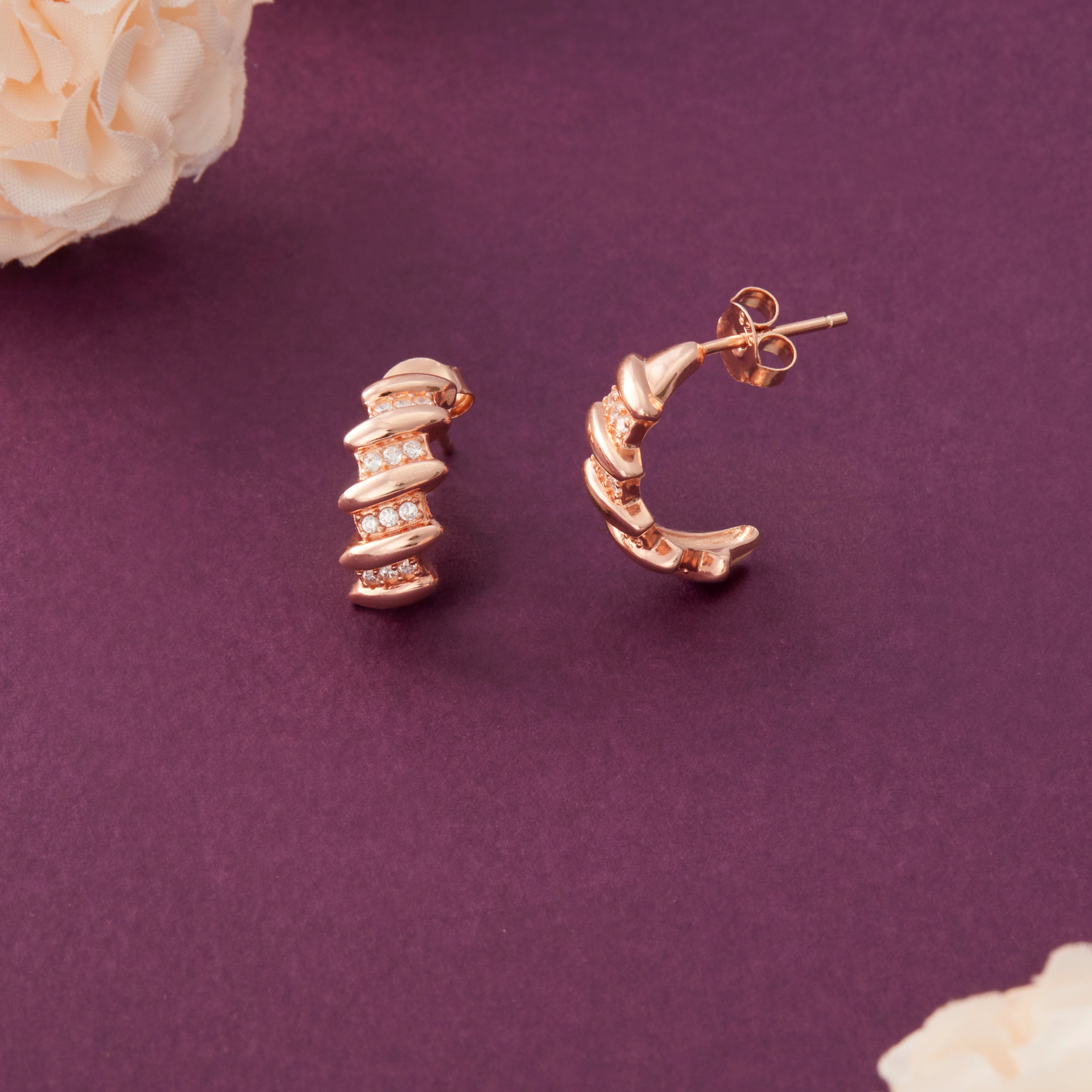 CZ Spiral Hoop Stud Earrings Ishna