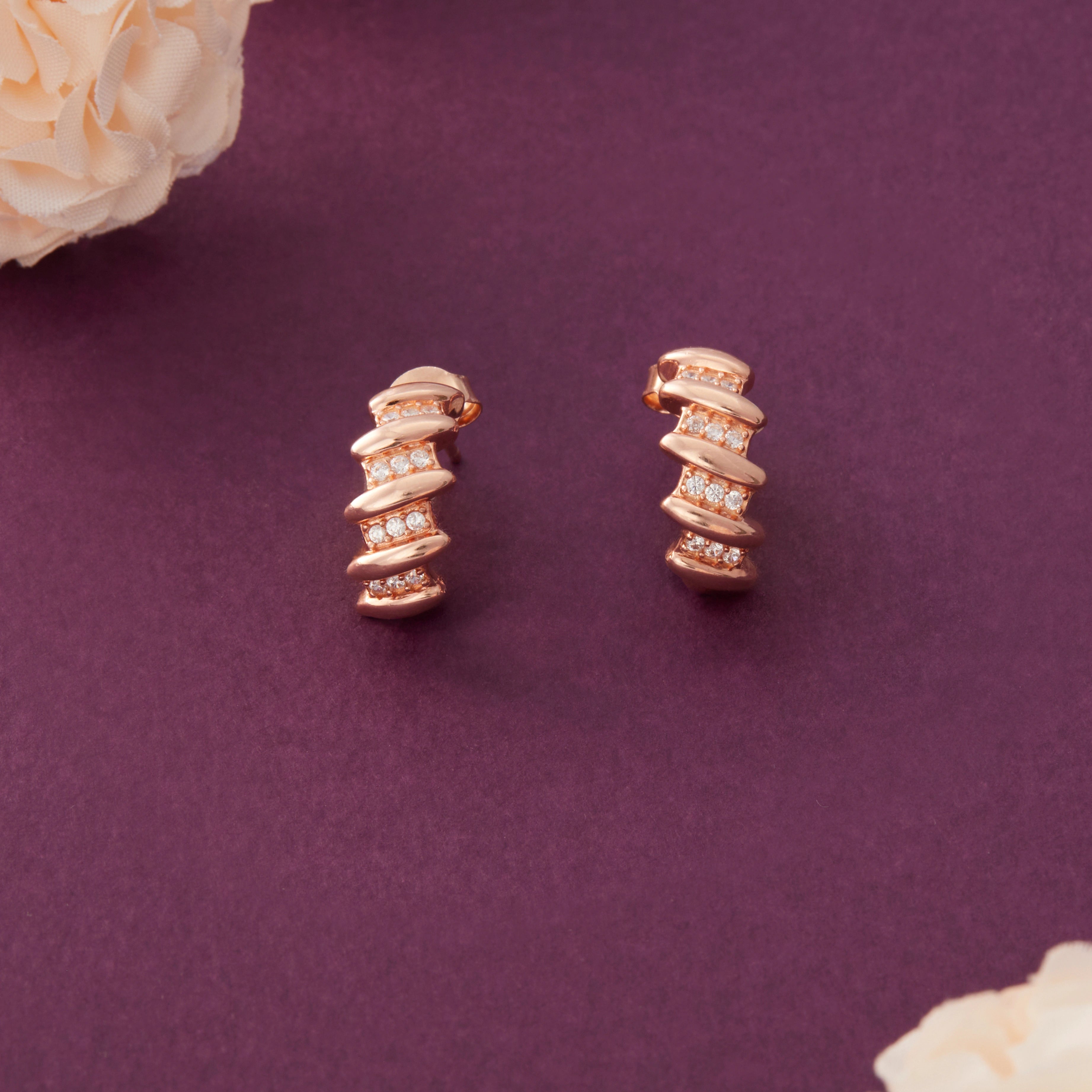 CZ Spiral Hoop Stud Ishna