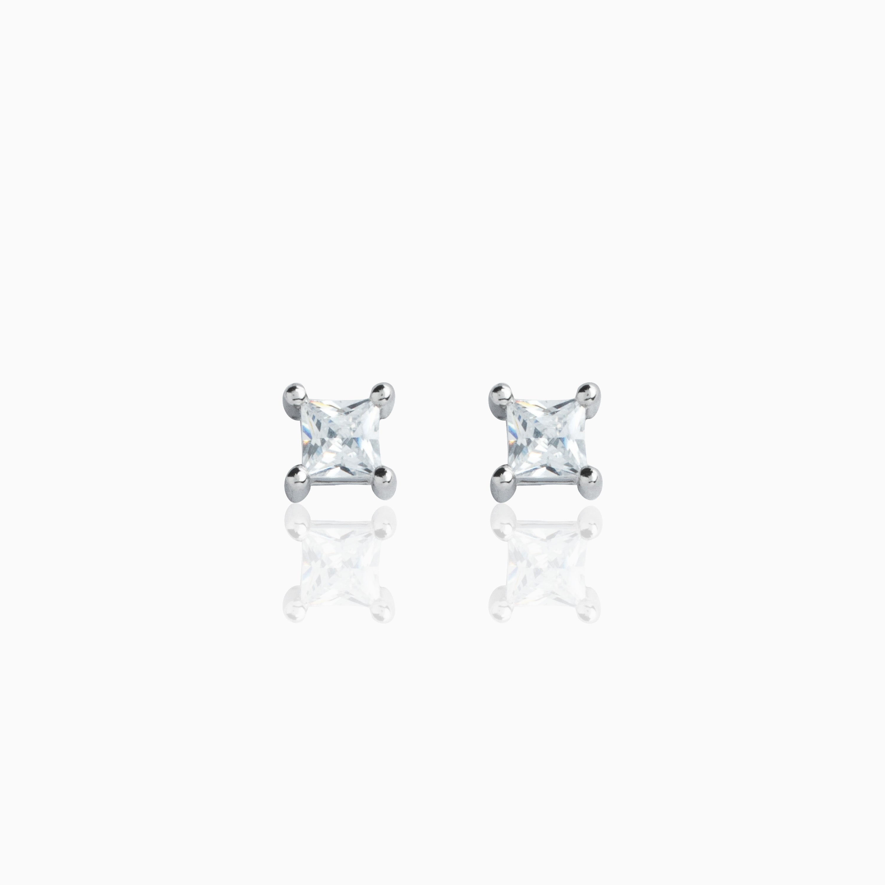 CZ Square-Cut Stud Earrings Ishna