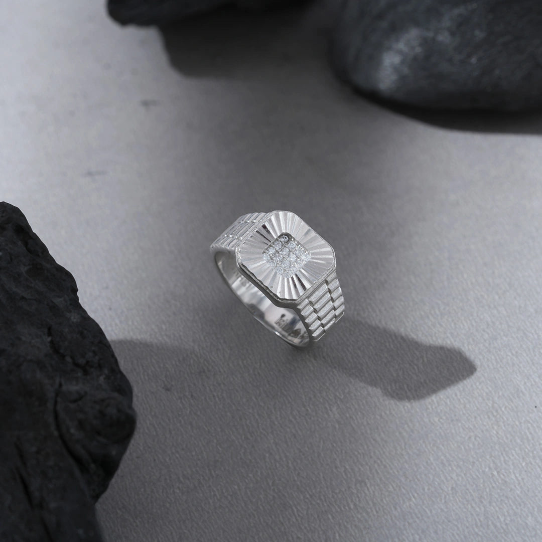 CZ Square Halo Ring Ishna