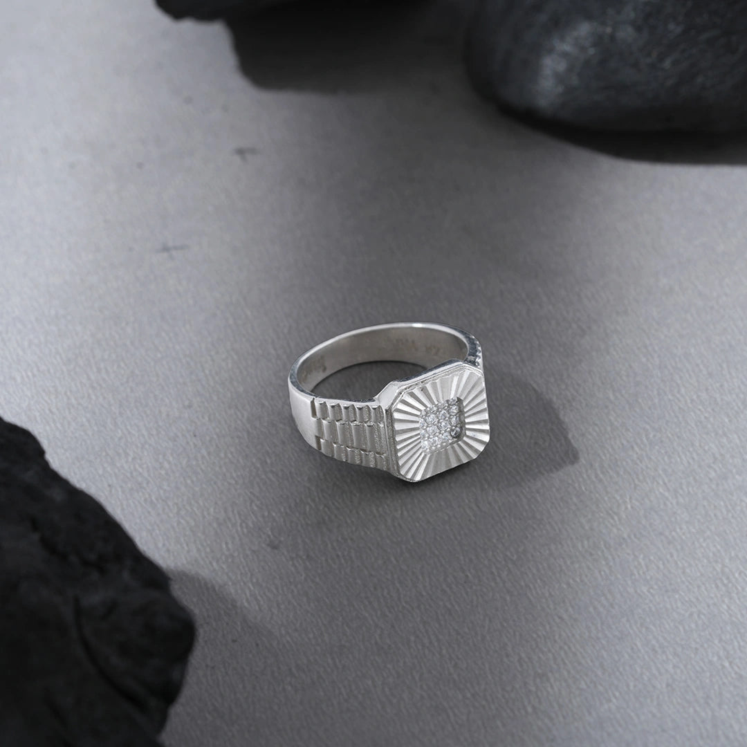 CZ Square Halo Ring in 925 Silver Ishna