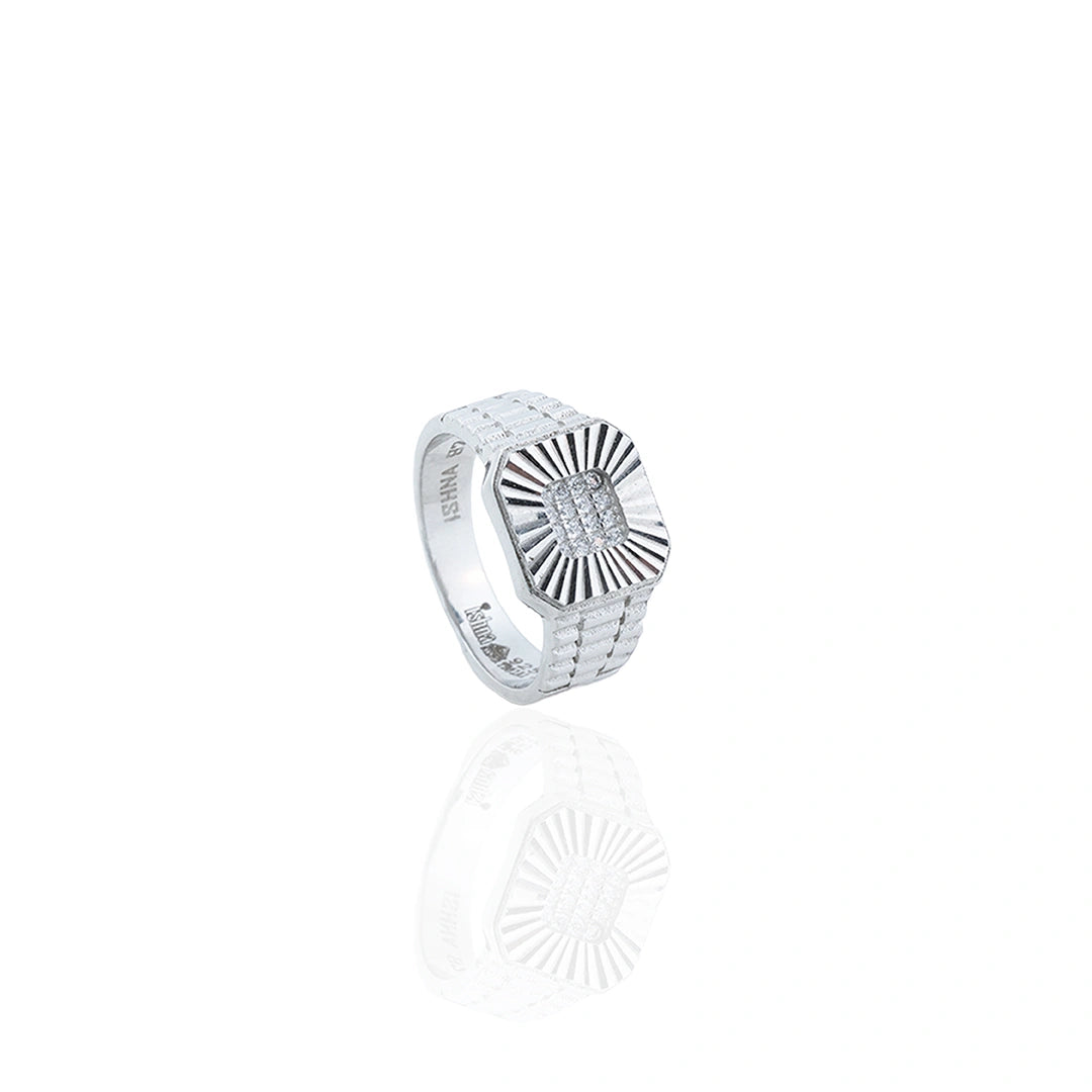 CZ Square Halo Ring in 925 Sterling Silver Ishna