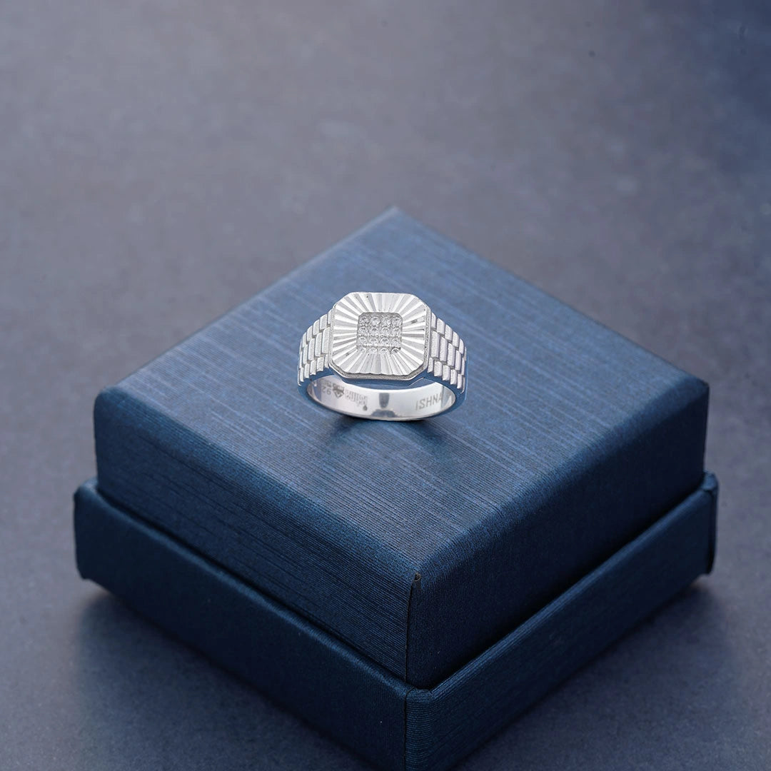 CZ Square Halo Stone Studded Ring Ishna