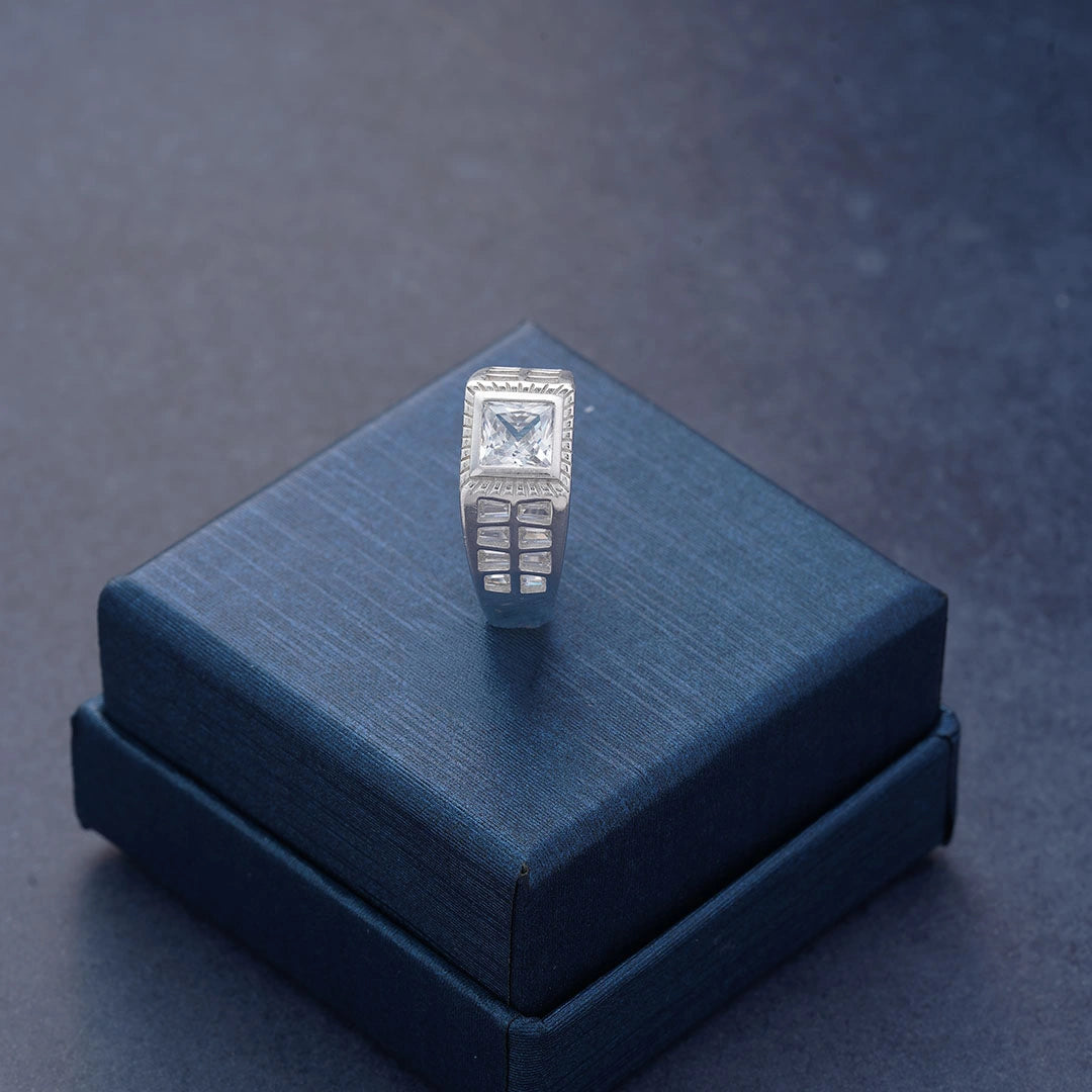 CZ Square Ring in Sterling Silver Ishna
