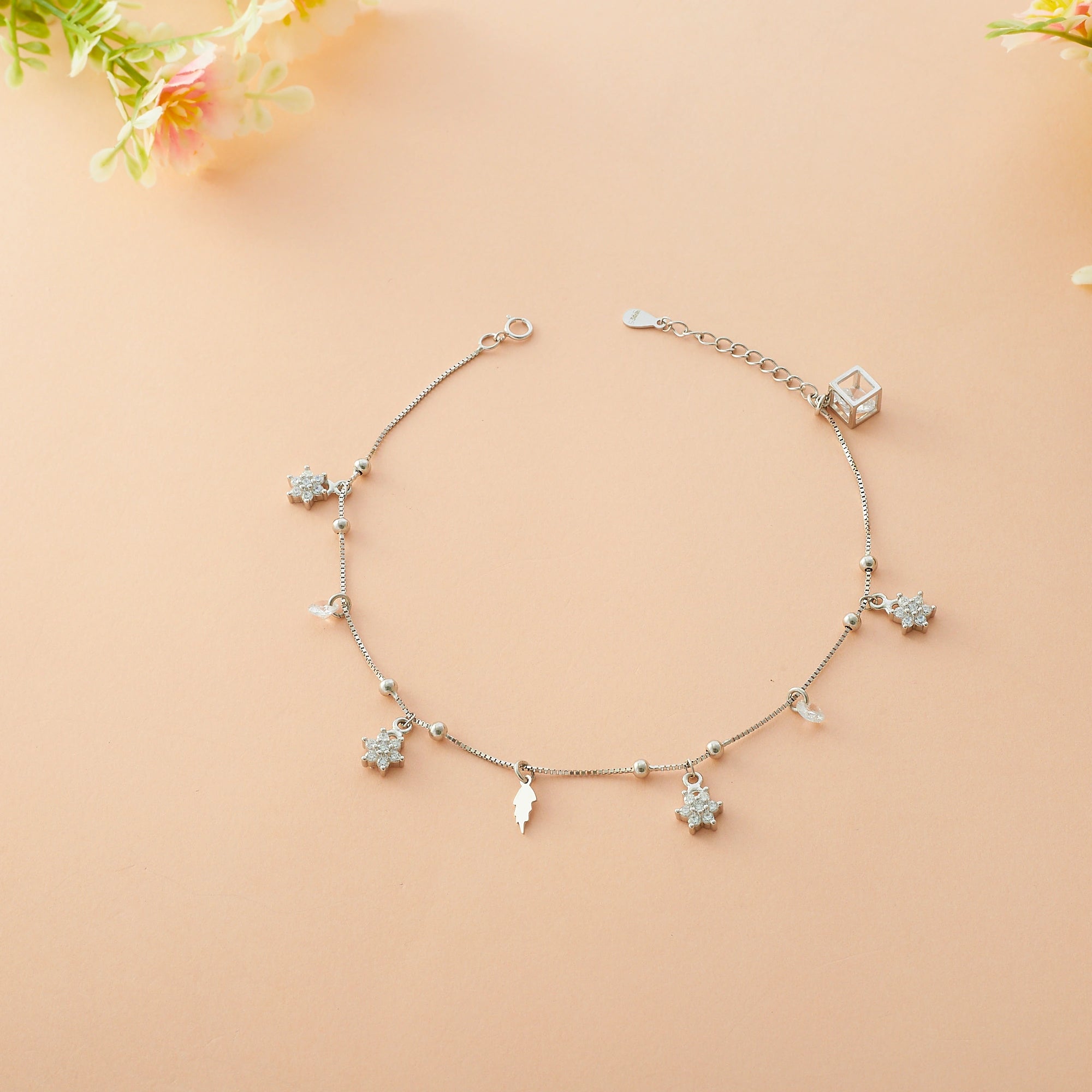 CZ Star Charm Motif Anklet Ishna