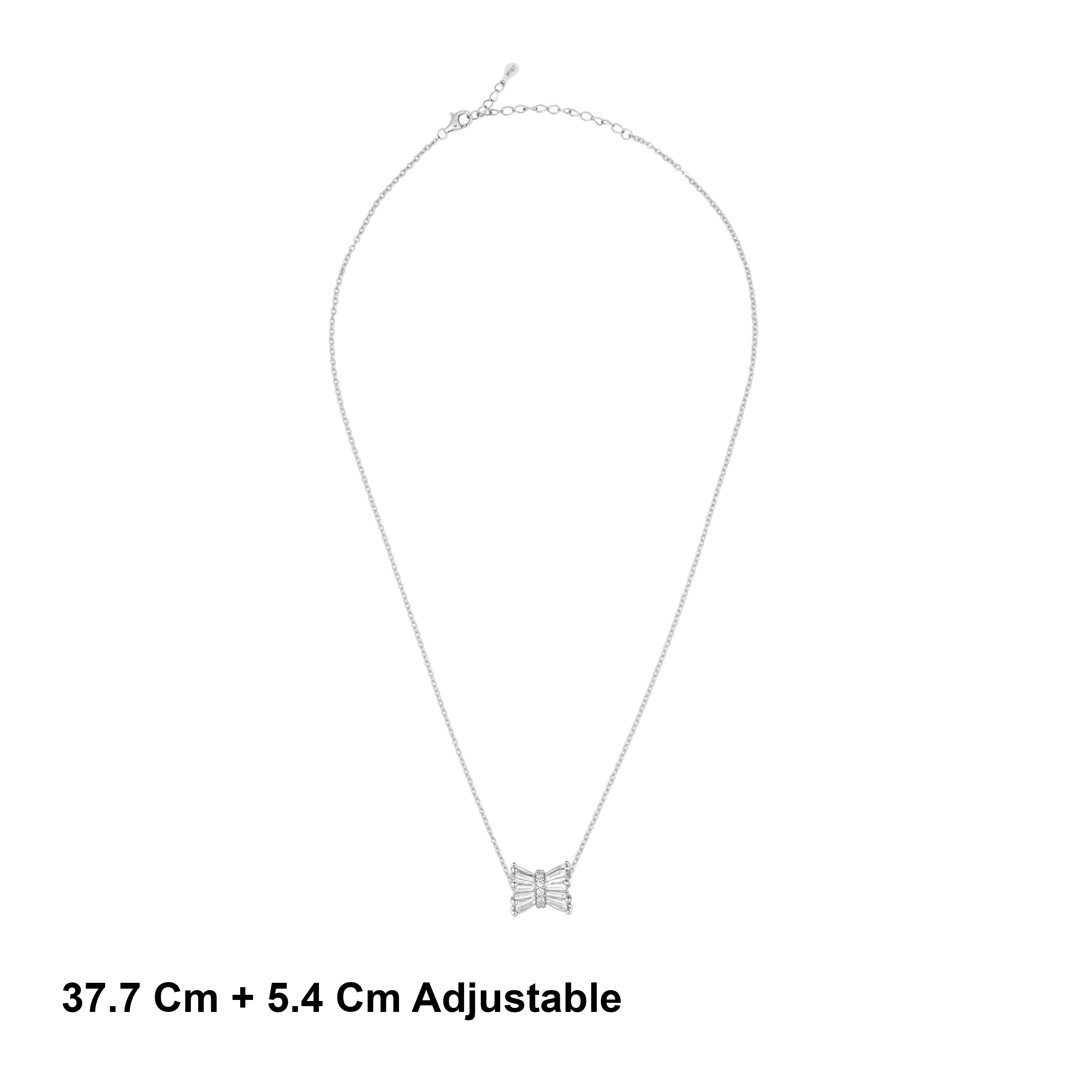 CZ Sterling Silver Baguette Stone Bow Chain Ishna