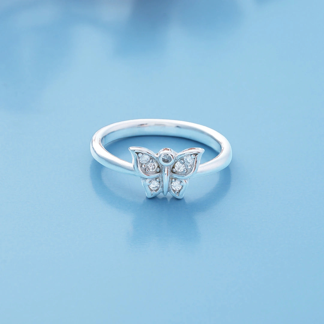 CZ Sterling Silver Butterfly Ring Ishna