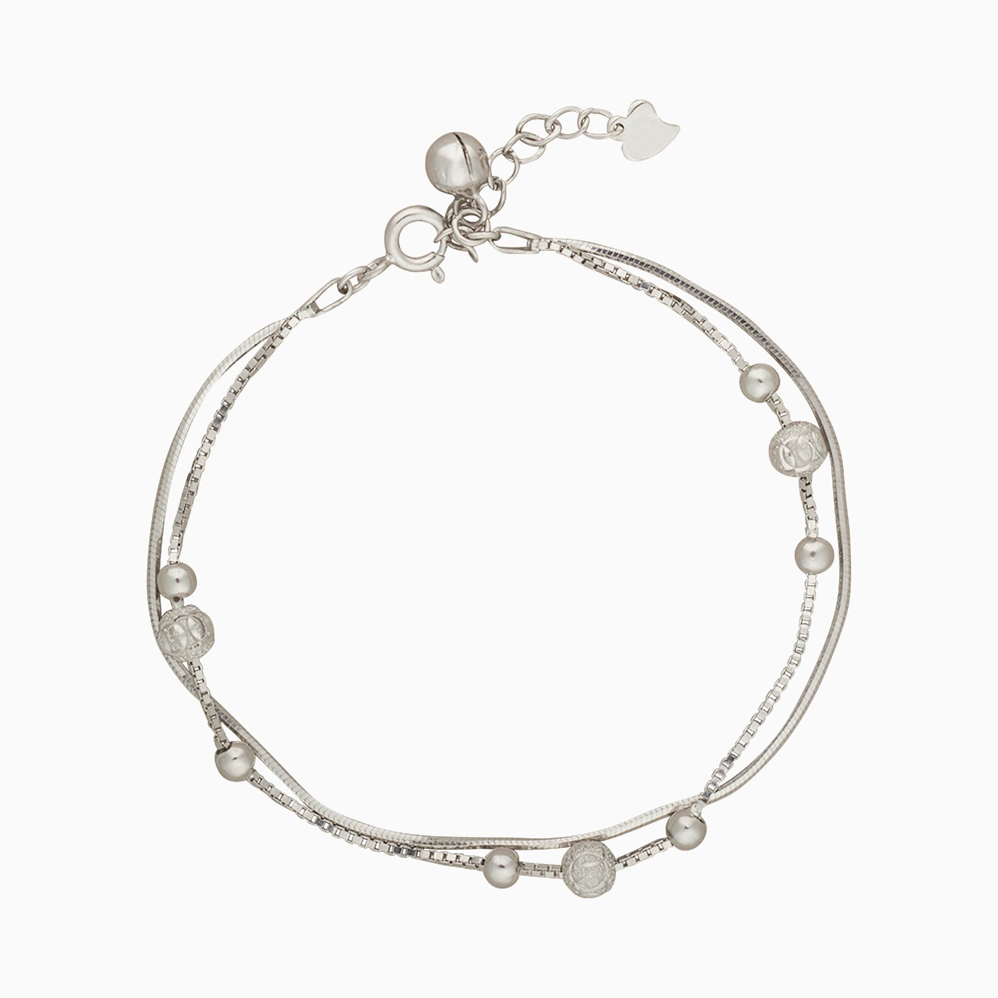CZ Sterling Silver Double Beaded Bracelet Ishna