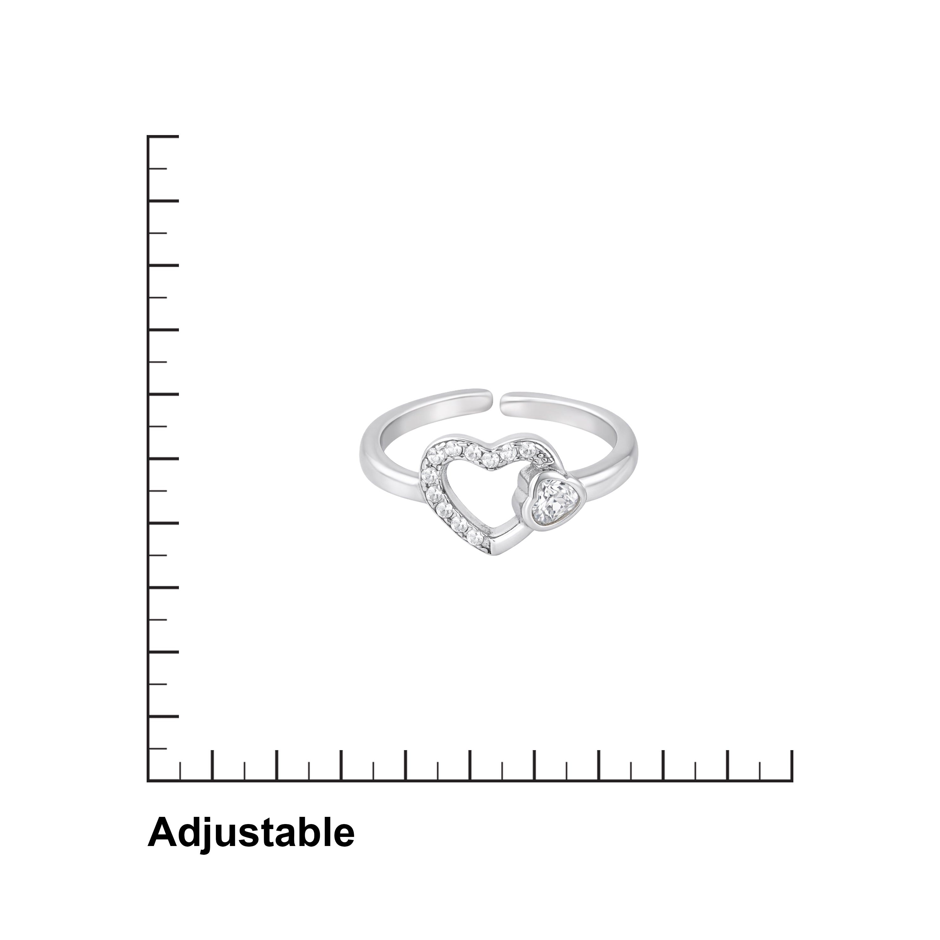 CZ Sterling Silver Double Heart Toe Ring Ishna
