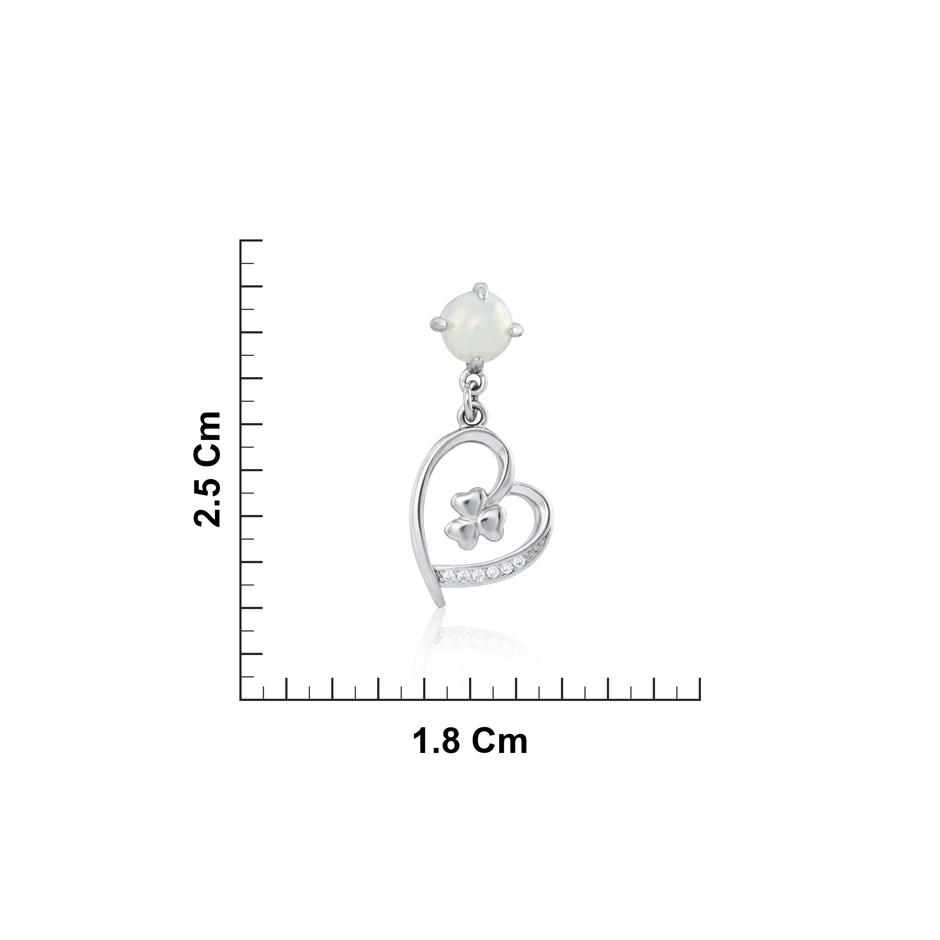 CZ Sterling Silver Heart Clover Pearl Drop Earring Ishna