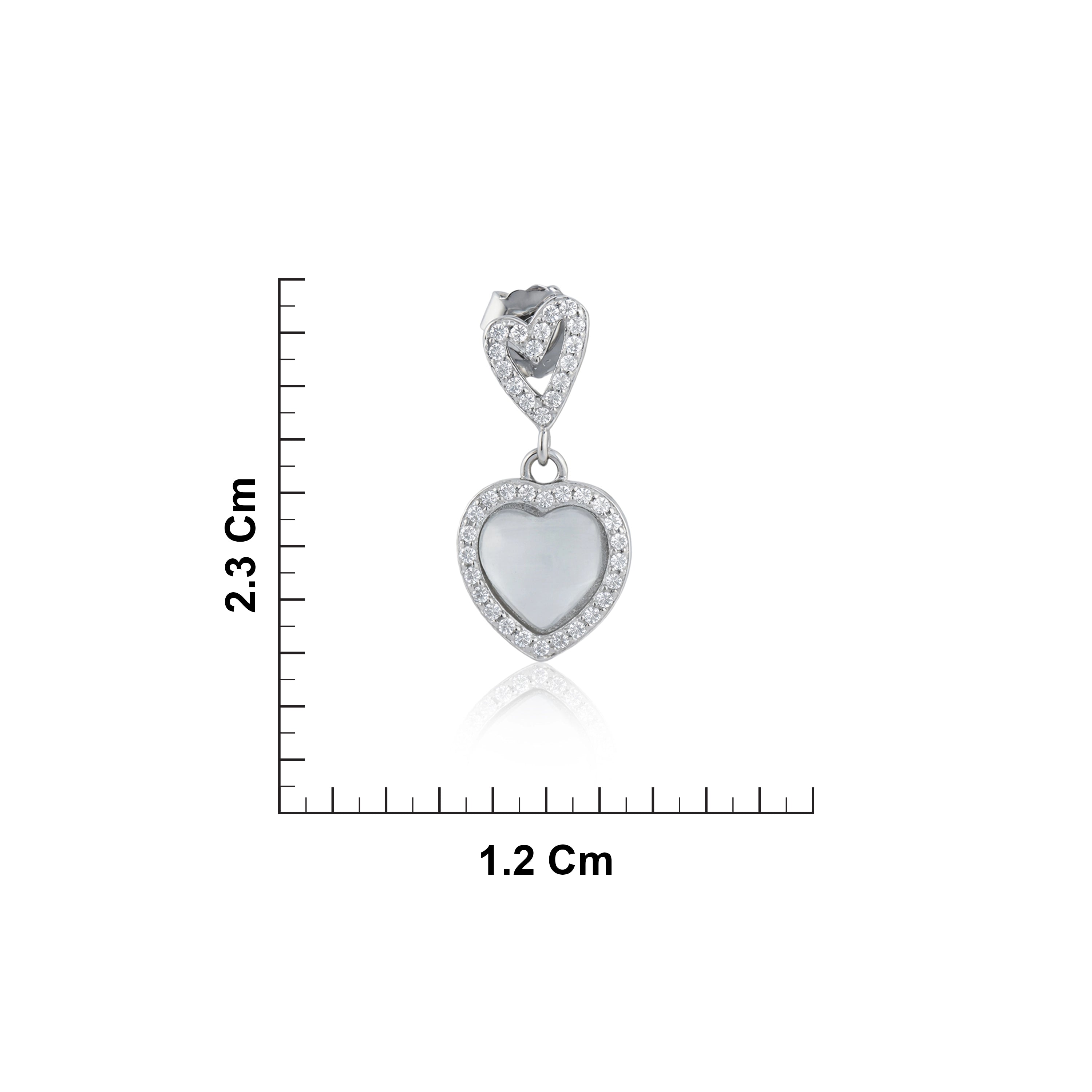 CZ Sterling Silver Heart Halo Drop Earrings Ishna